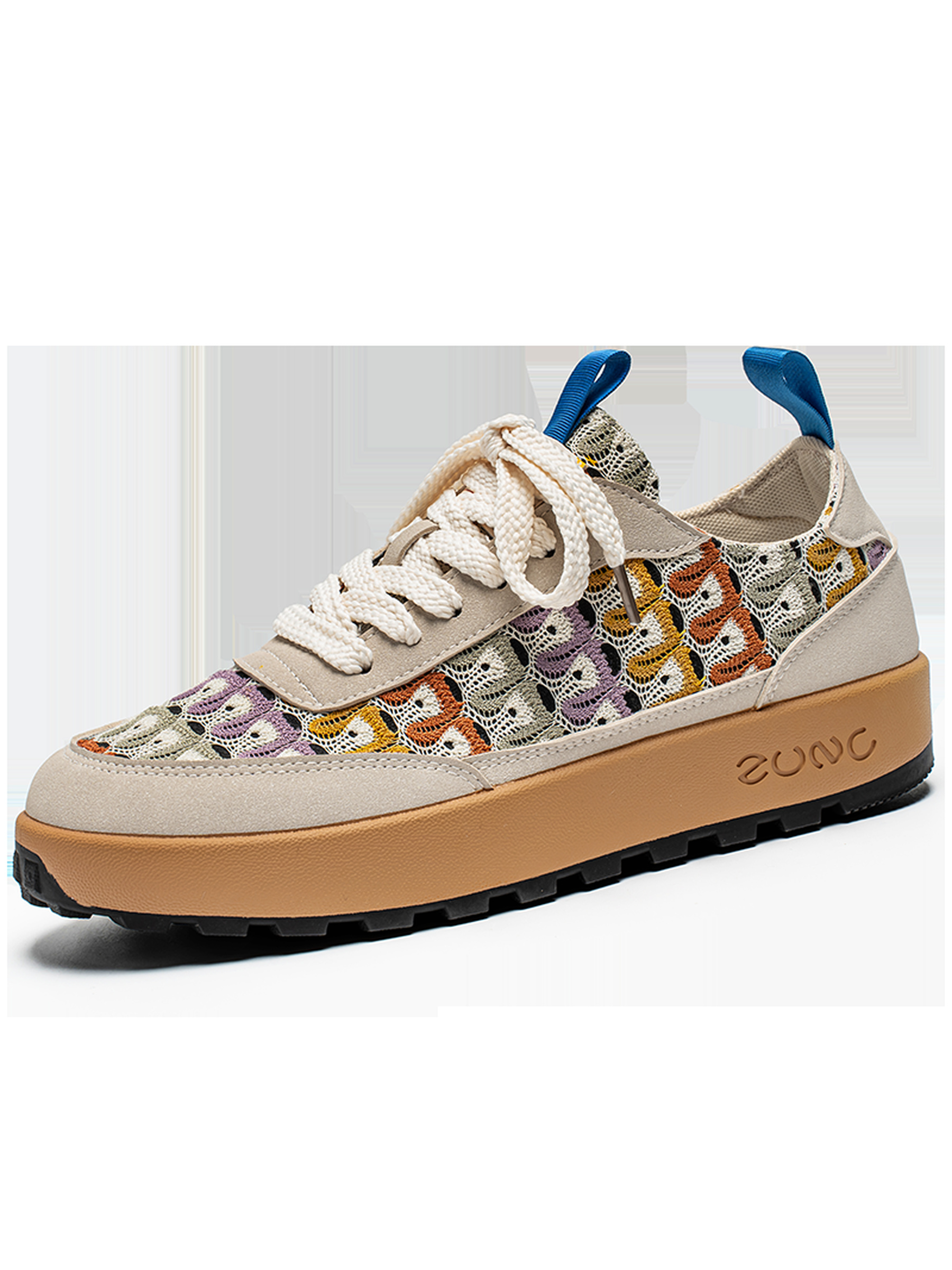 Mens Multi-Color Woven Pattern Sporty Sneakers
