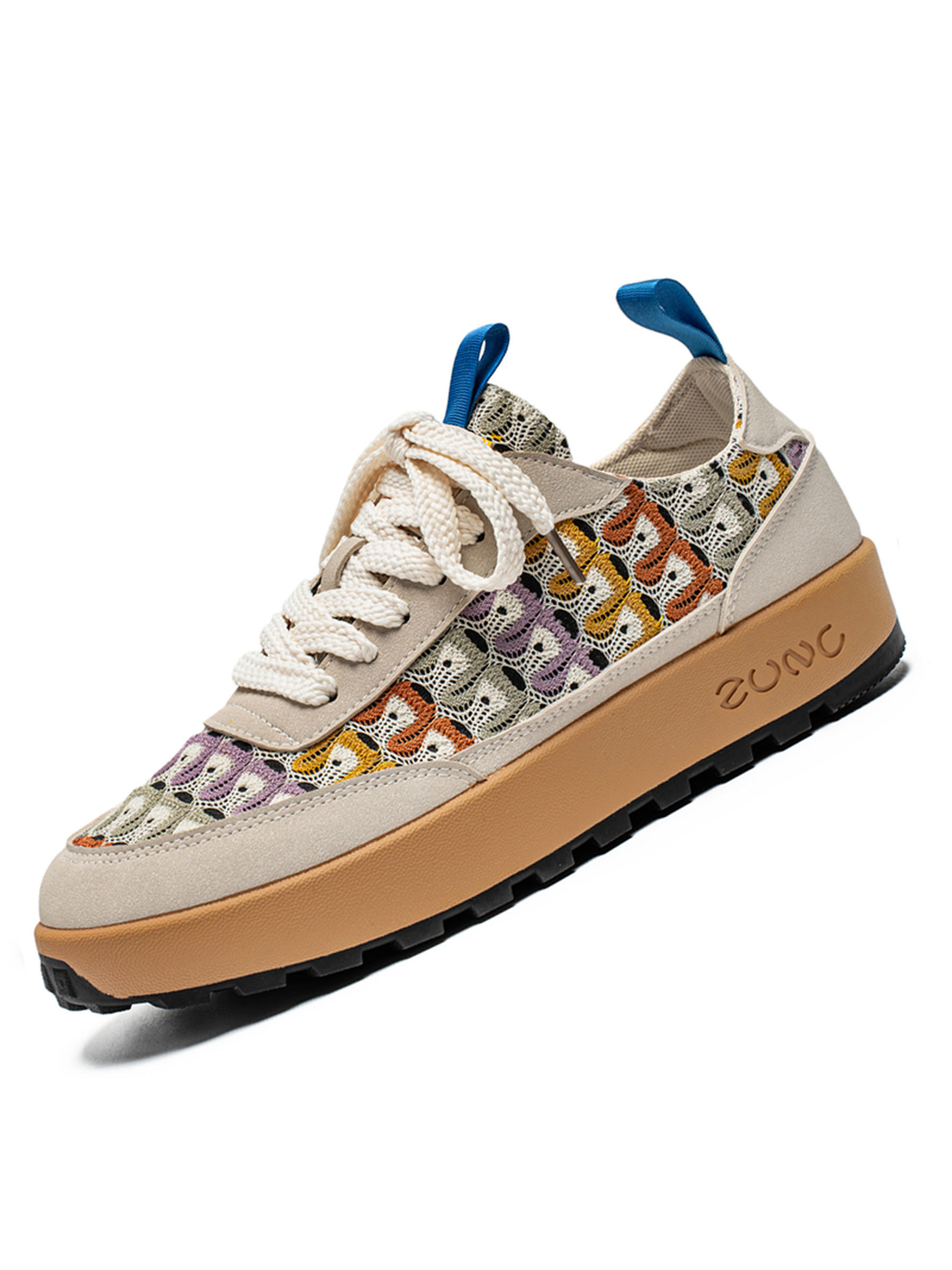 Mens Multi-Color Woven Pattern Sporty Sneakers