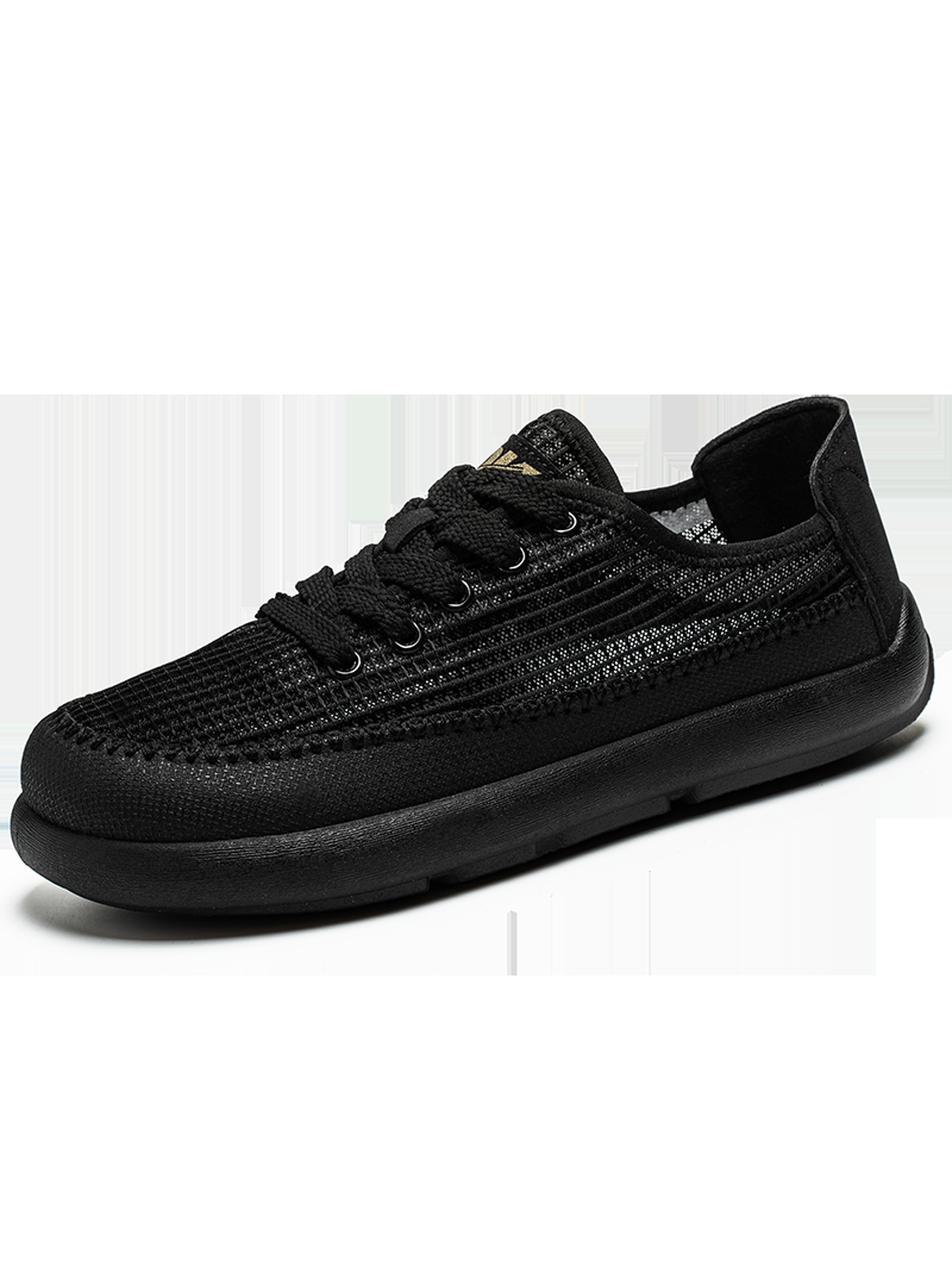 Black Breathable Lace-Up Sneakers