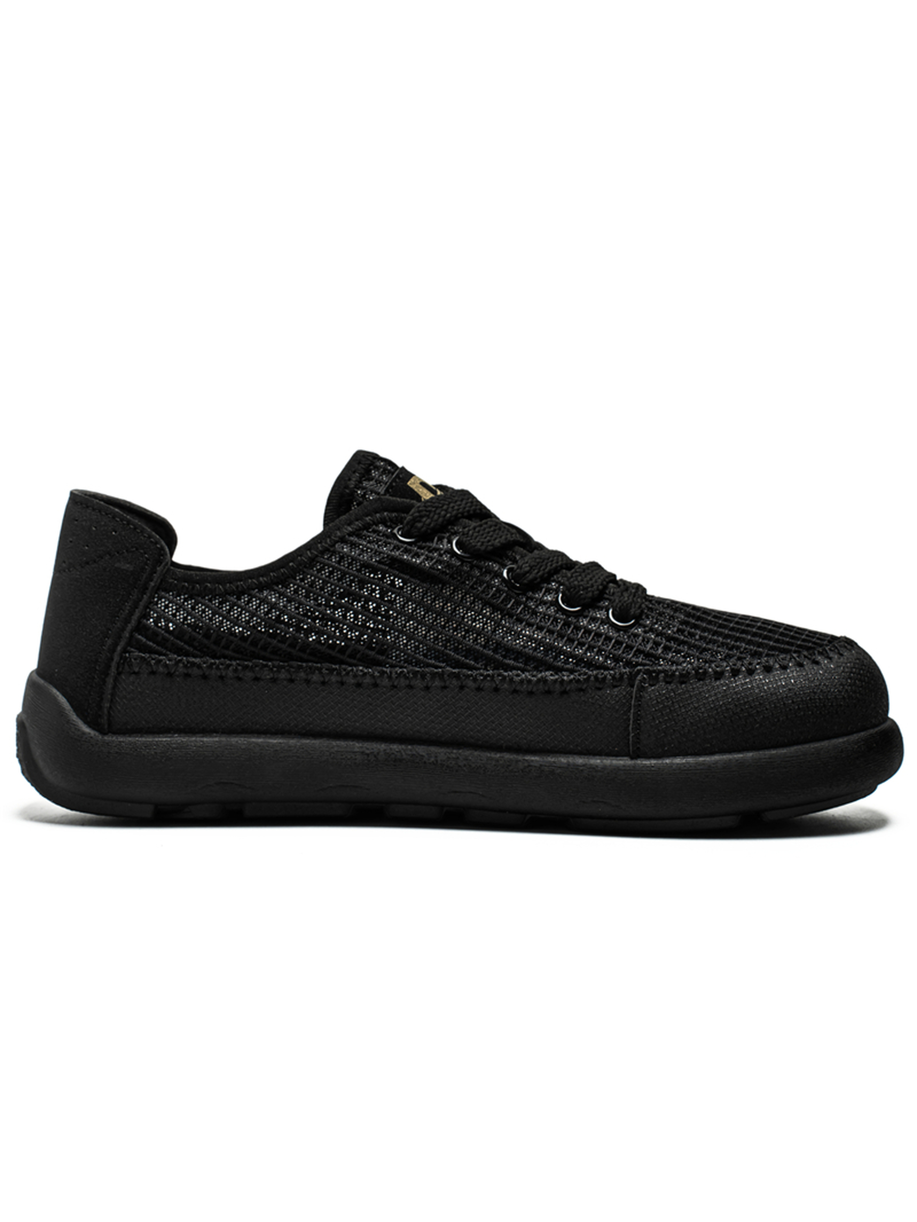 Black Breathable Lace-Up Sneakers