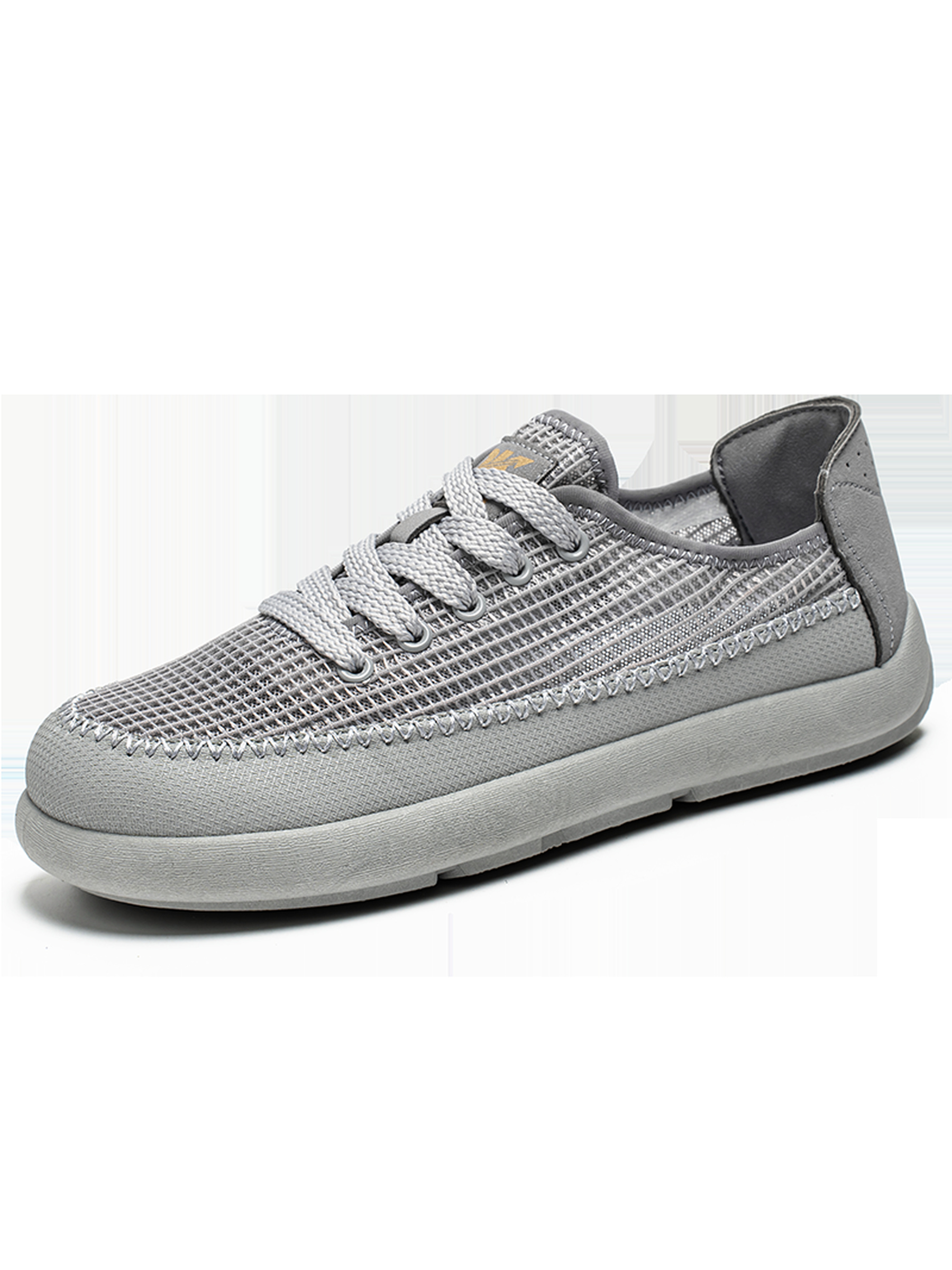 Mens Grey Breathable Lace Up Sneakers