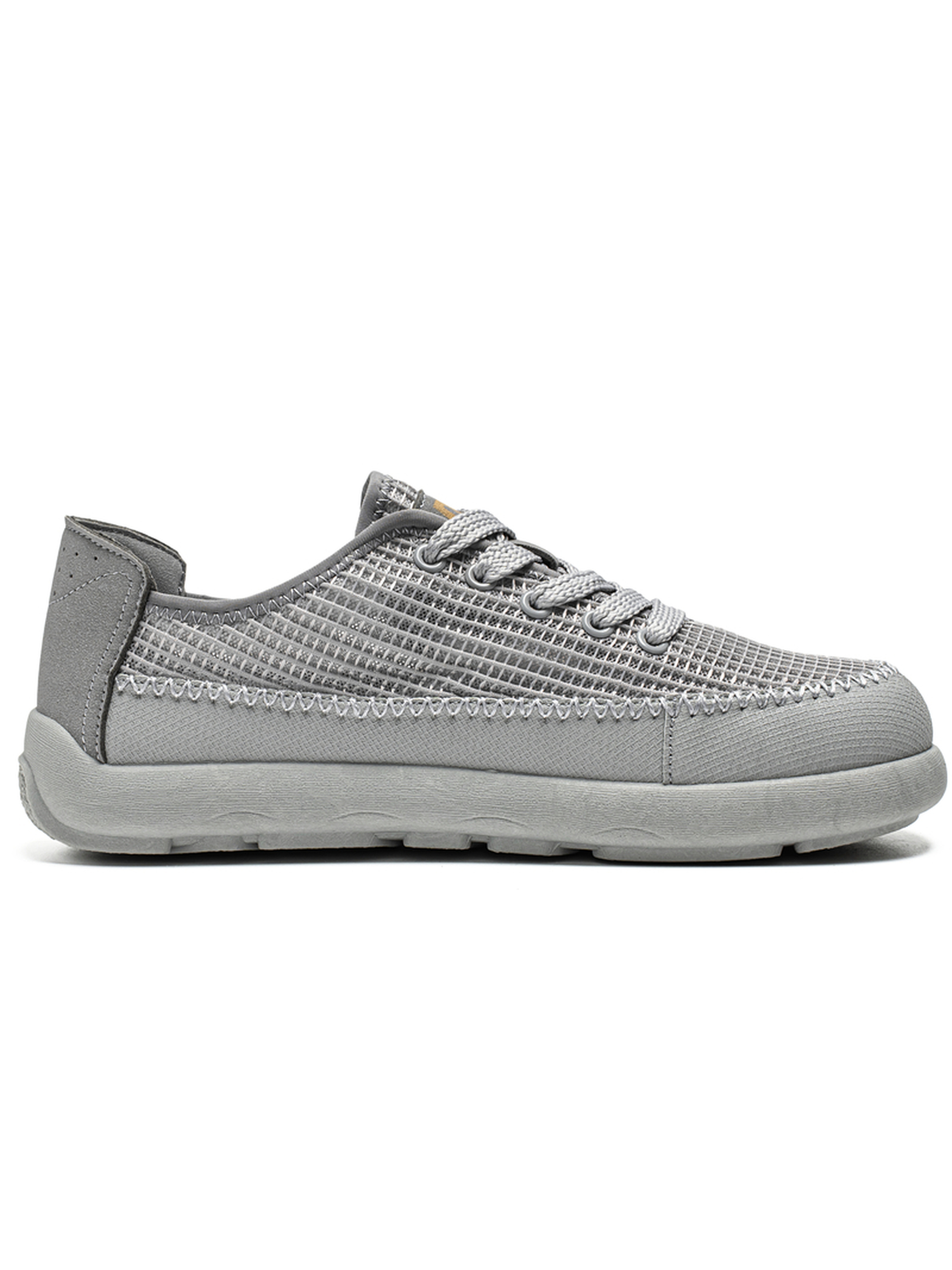 Mens Grey Breathable Lace Up Sneakers