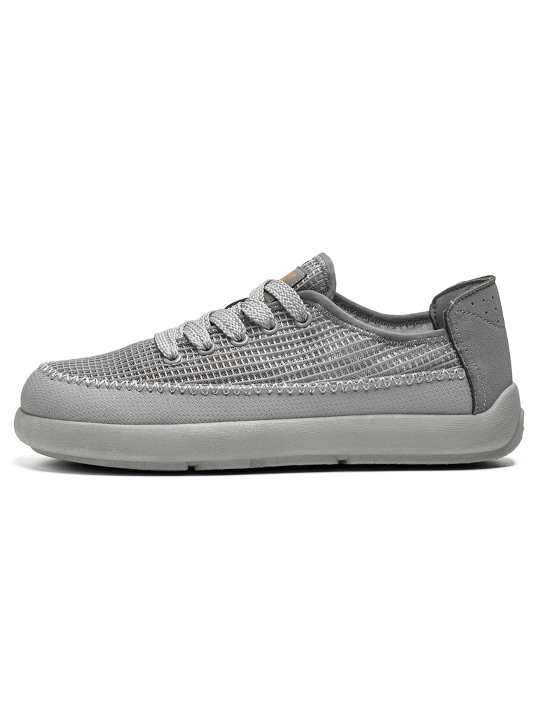 Mens Grey Breathable Lace Up Sneakers
