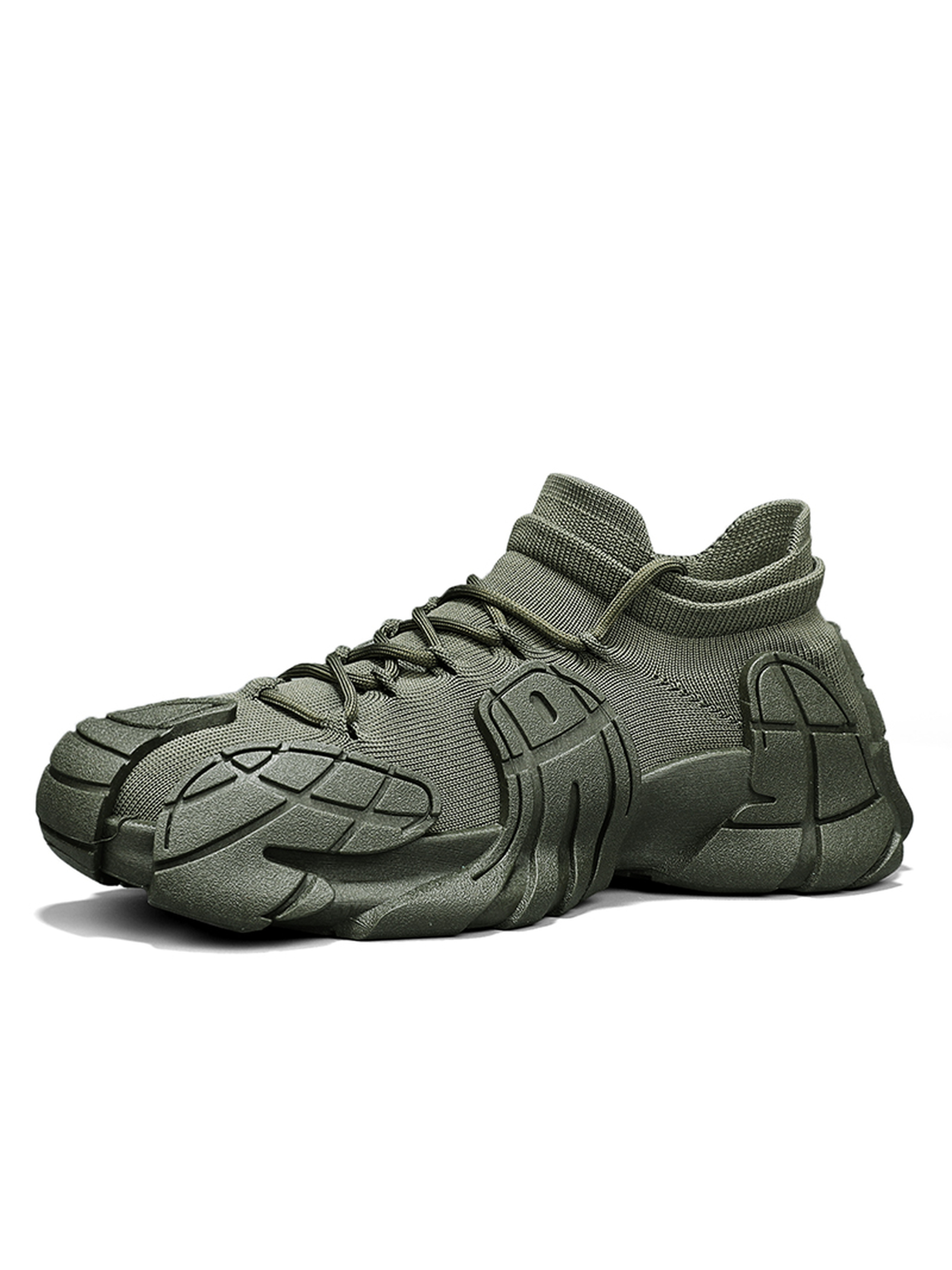 Mens Green Tactical Knit Sneakers