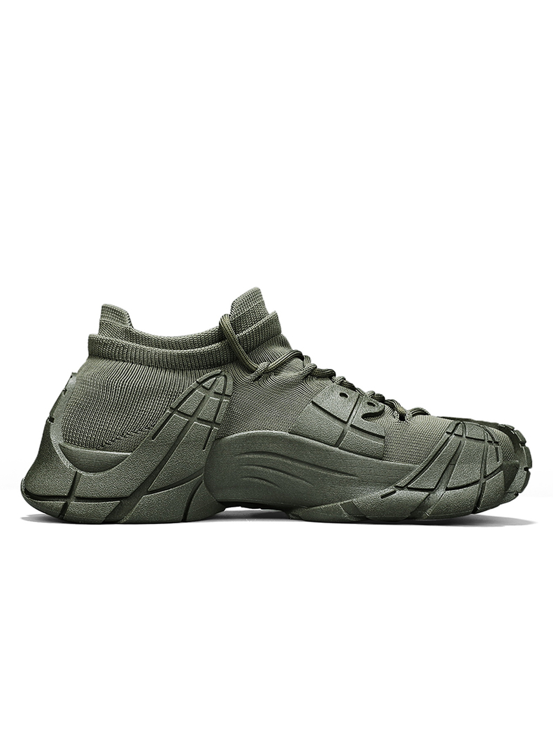 Mens Green Tactical Knit Sneakers