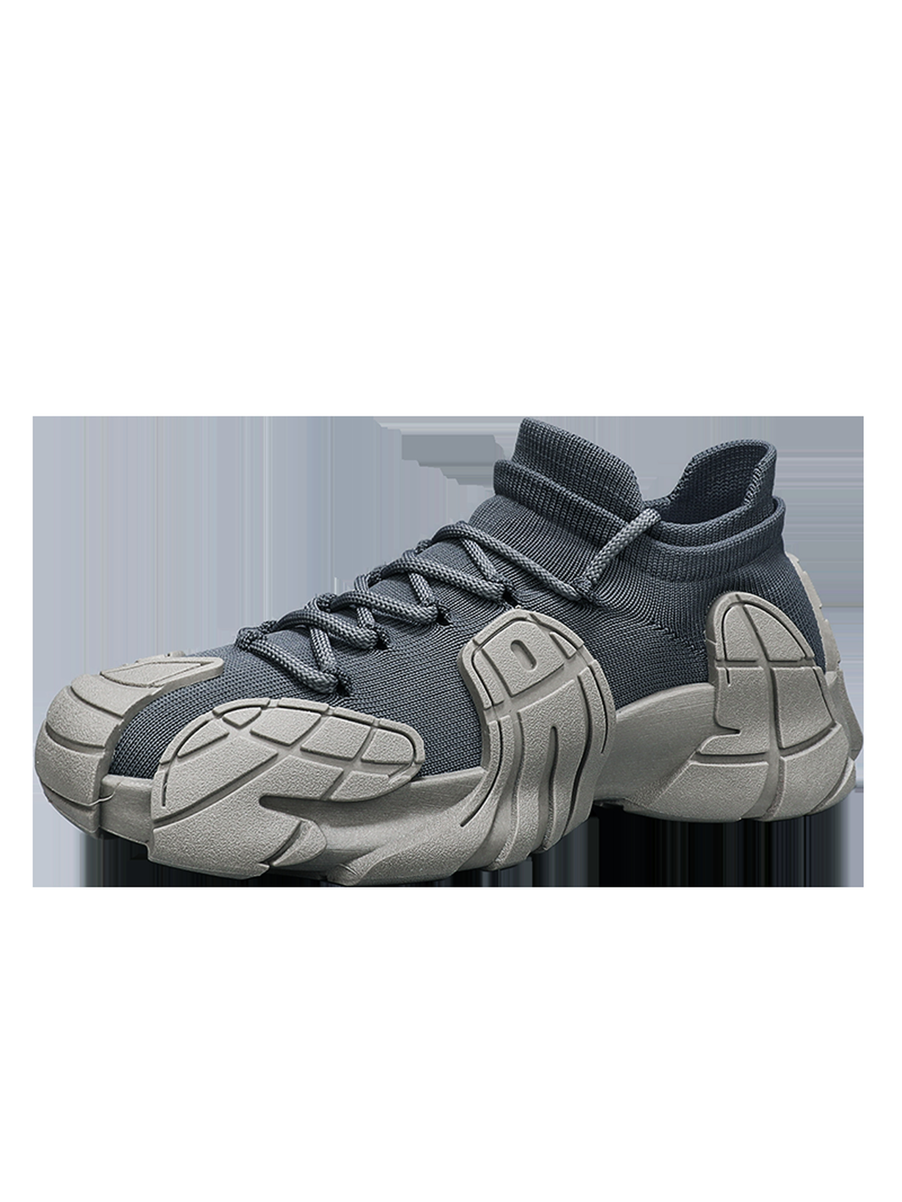 Mens Grey Knit Sporty Sneakers