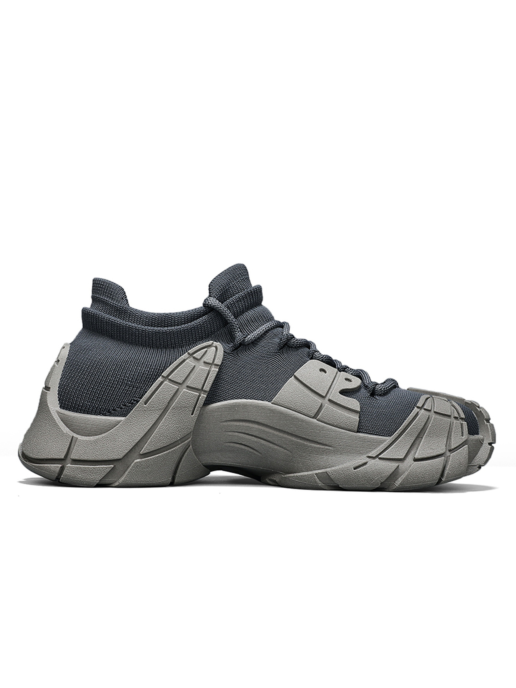 Mens Grey Knit Sporty Sneakers