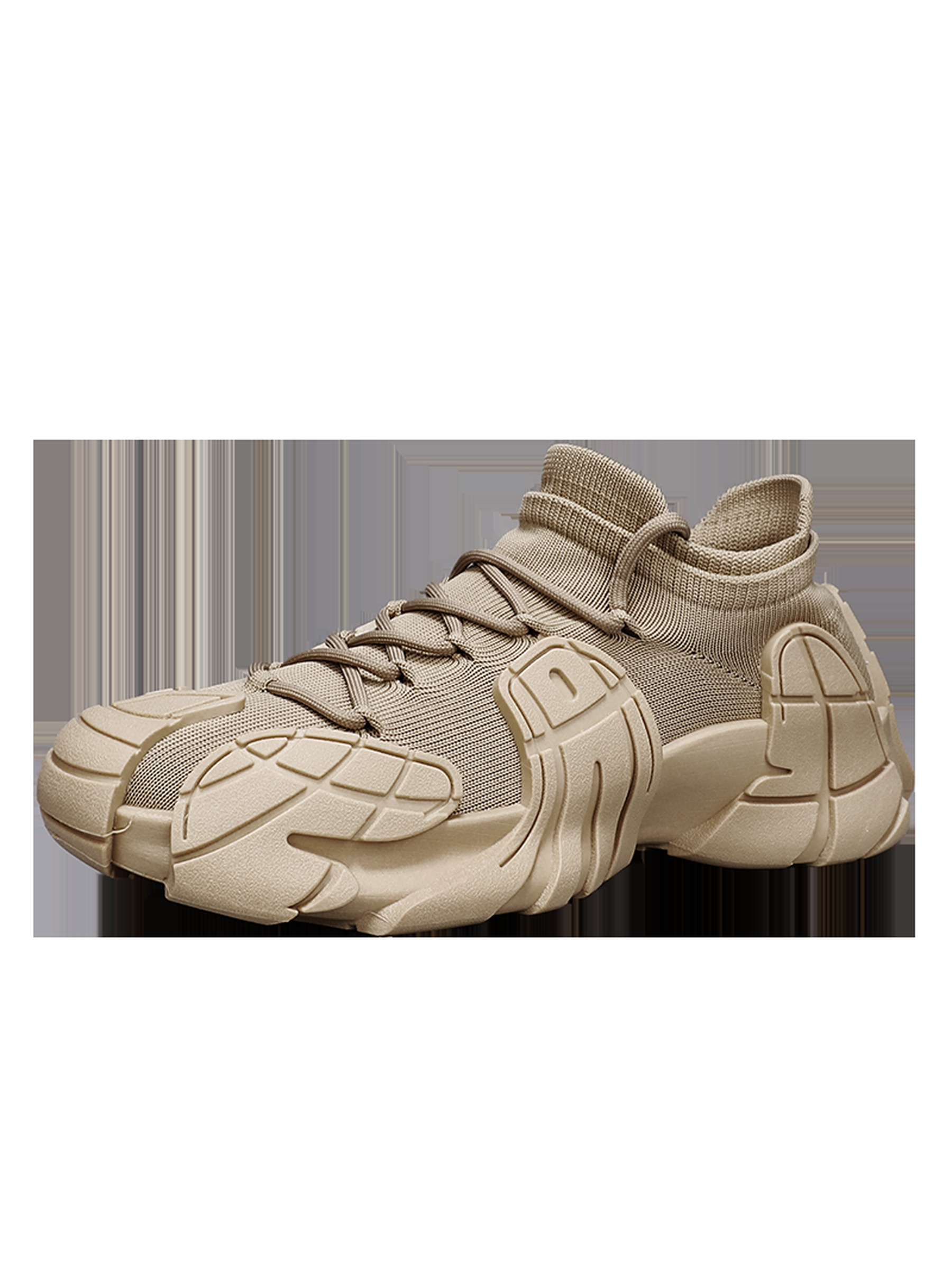 Mens Tan Knit Athletic Sneakers