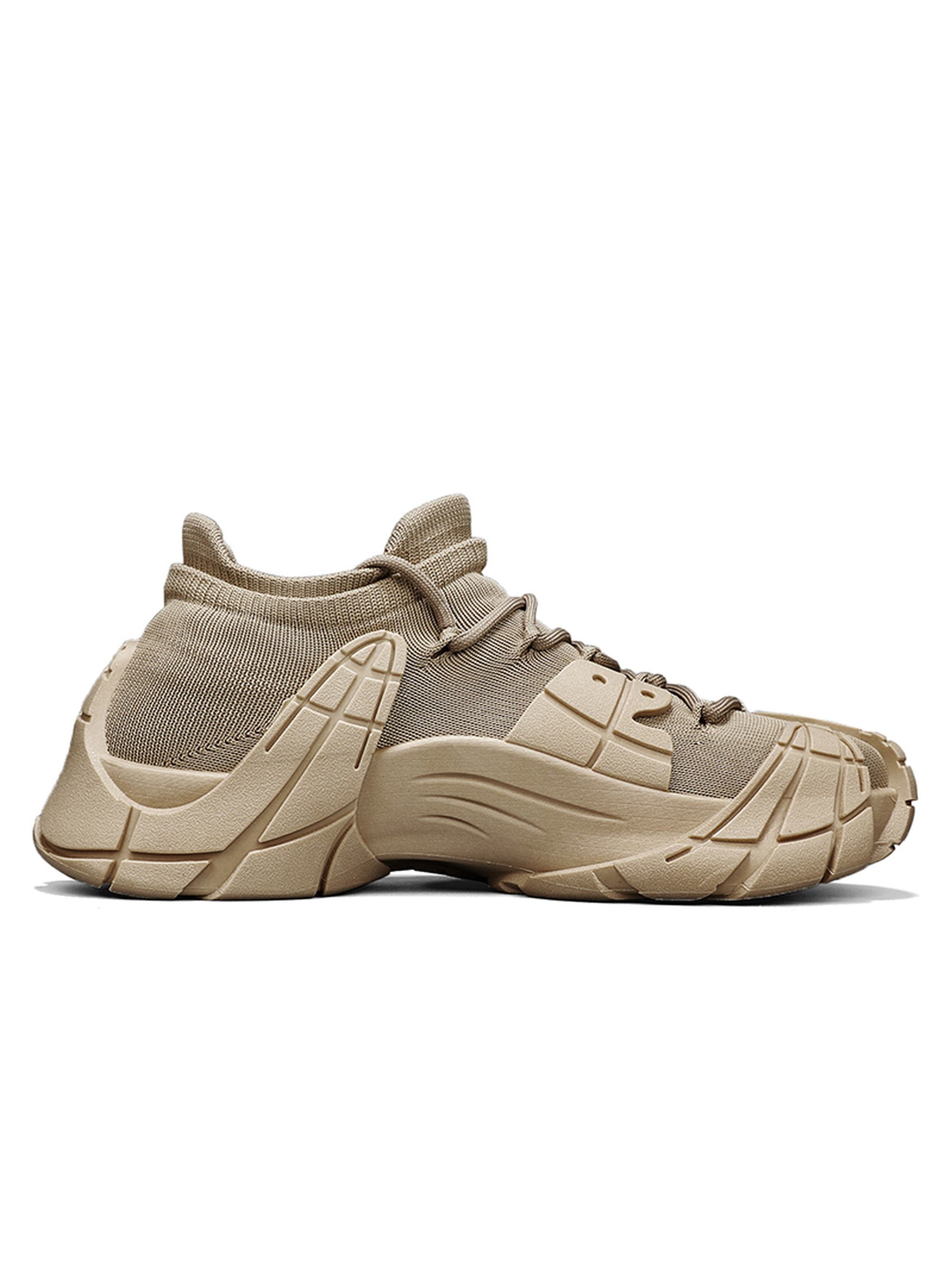 Mens Tan Knit Athletic Sneakers
