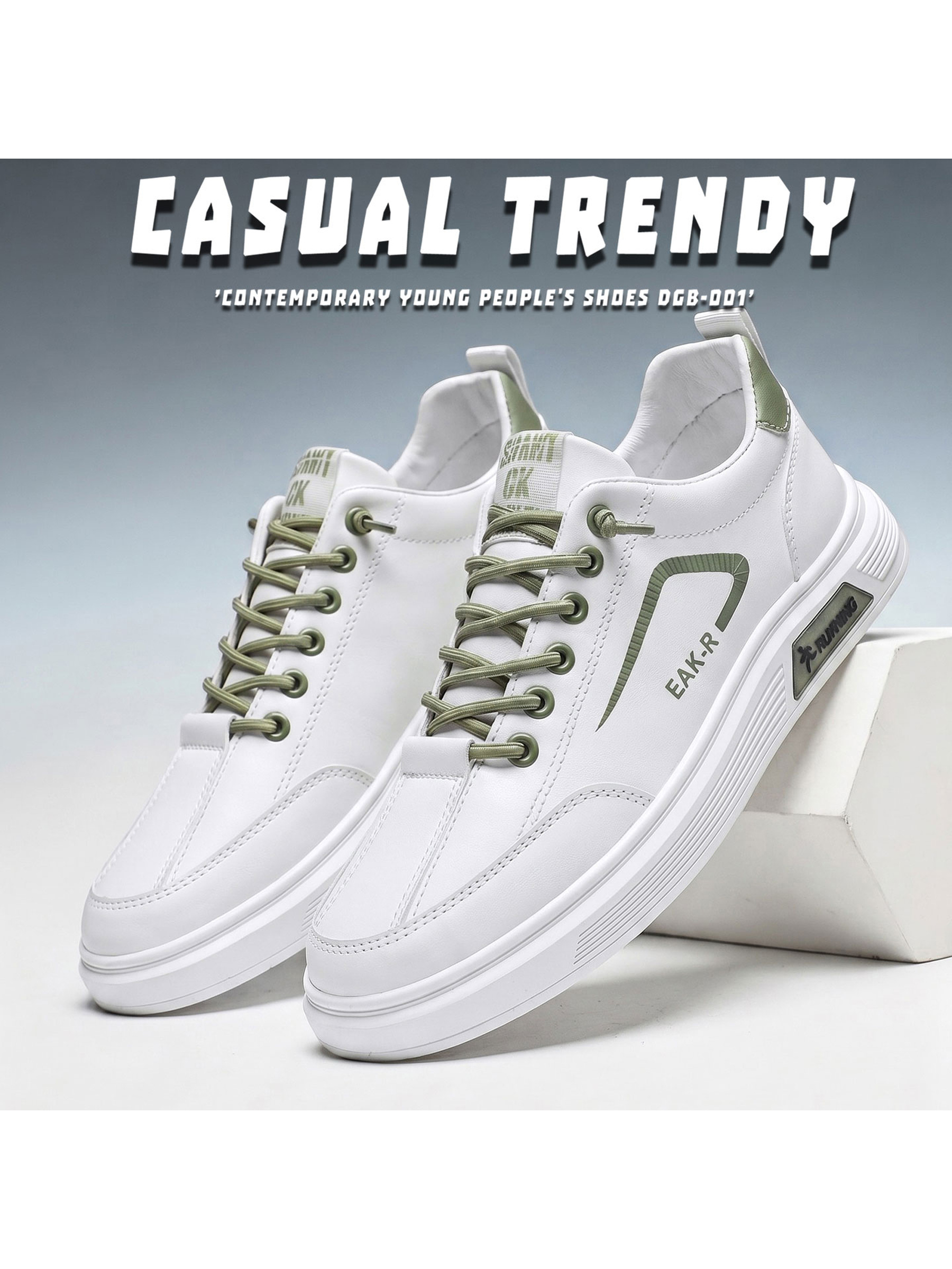 Mens White Casual Sporty Sneakers