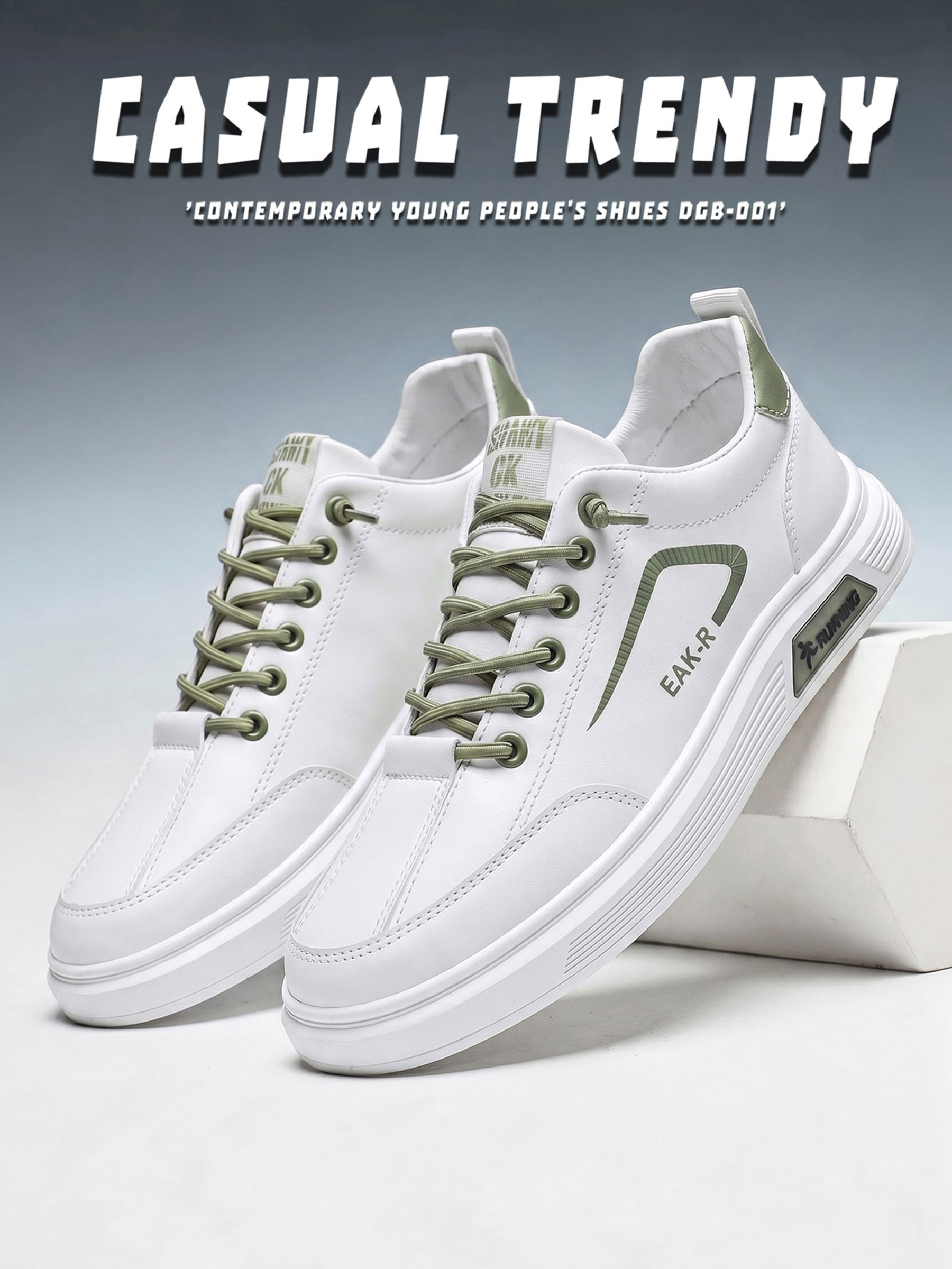 Mens White Casual Sporty Sneakers