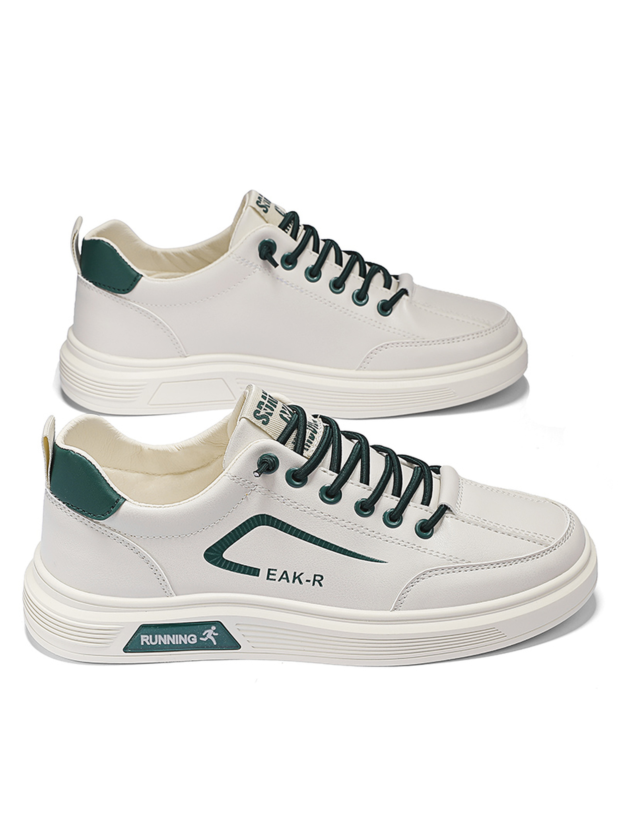 Off White Contrast Tab Lace Up Sneakers