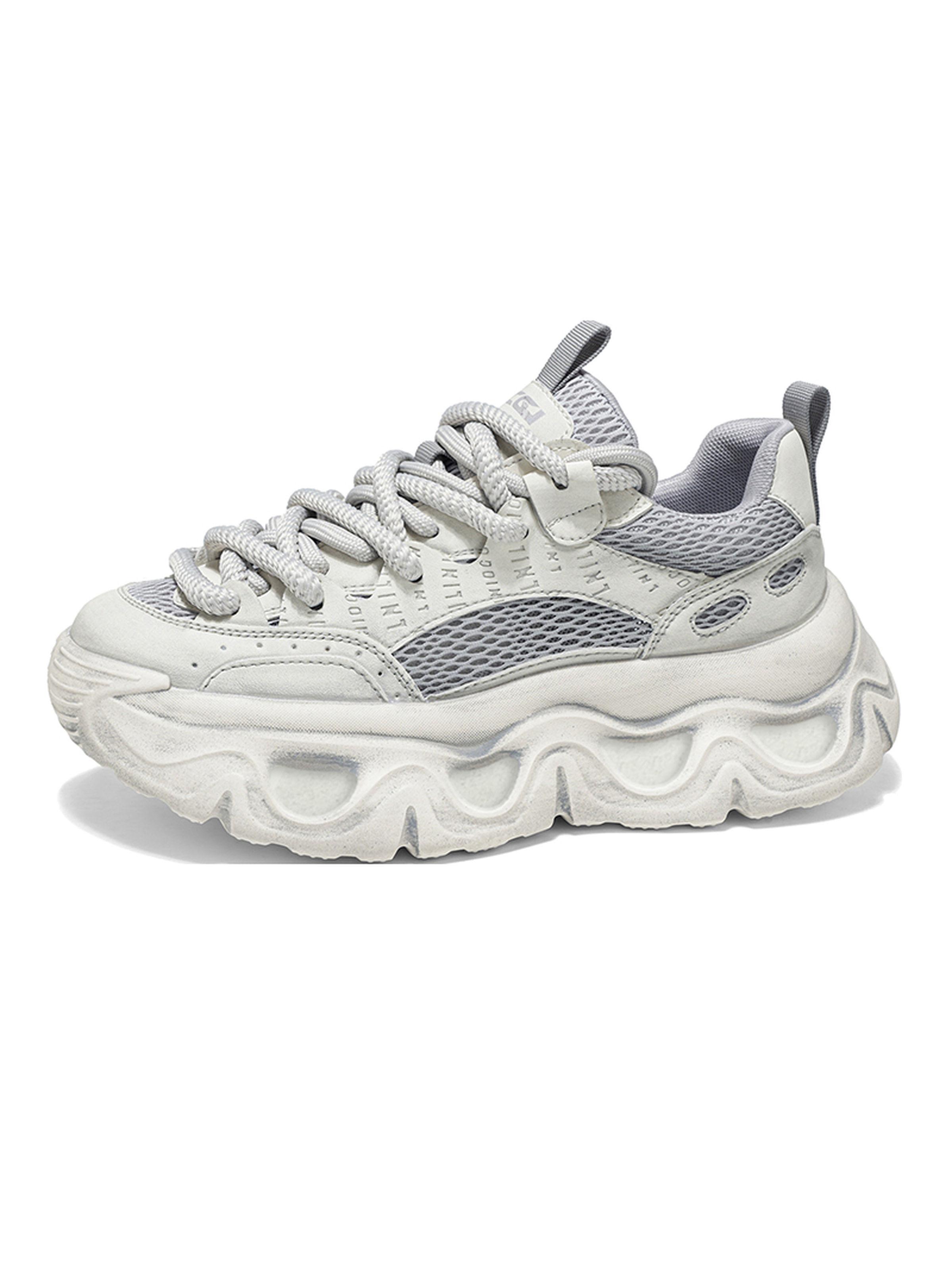 Mens Grey Breathable Chunky Sneakers