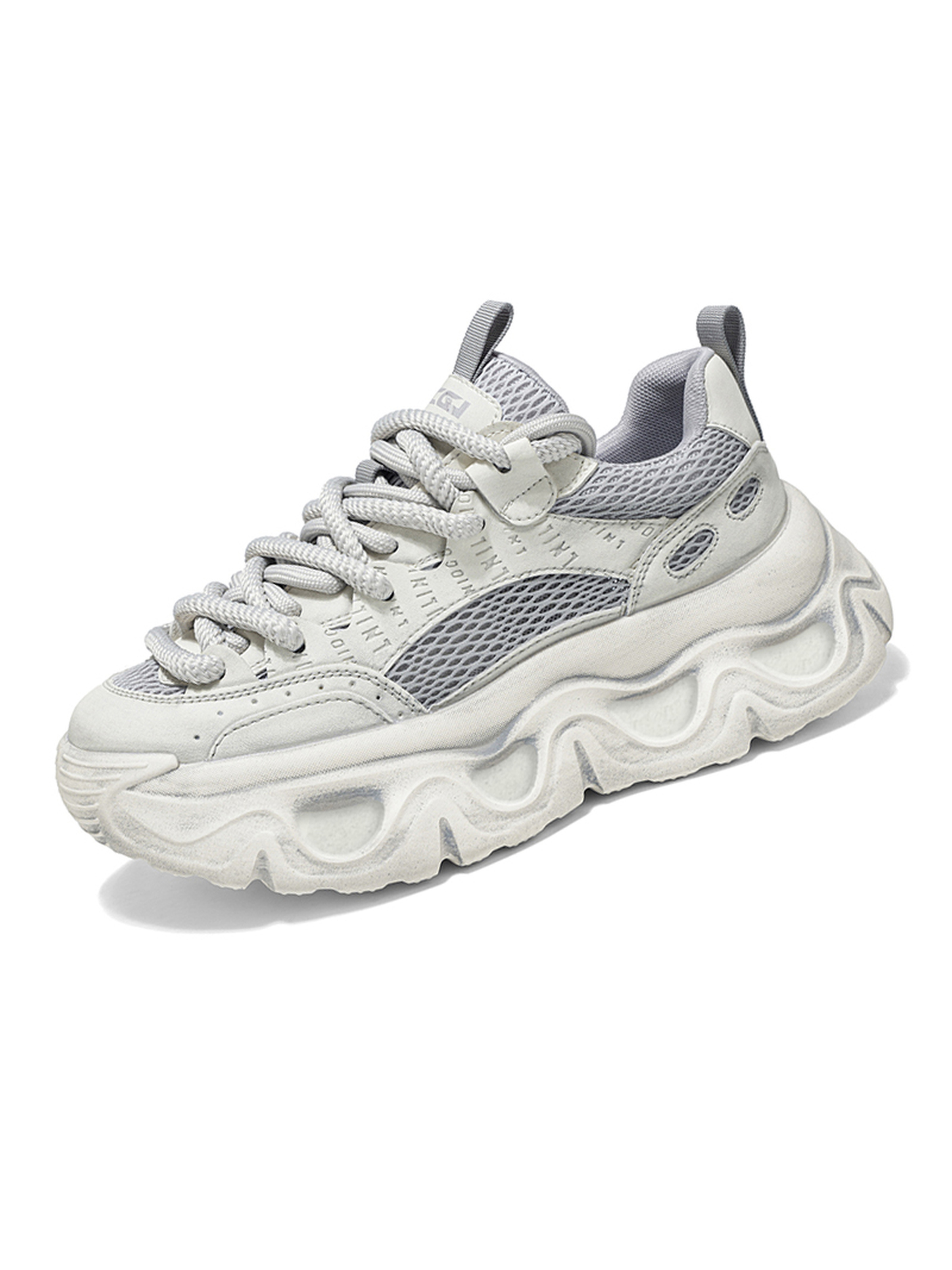 Mens Grey Breathable Chunky Sneakers
