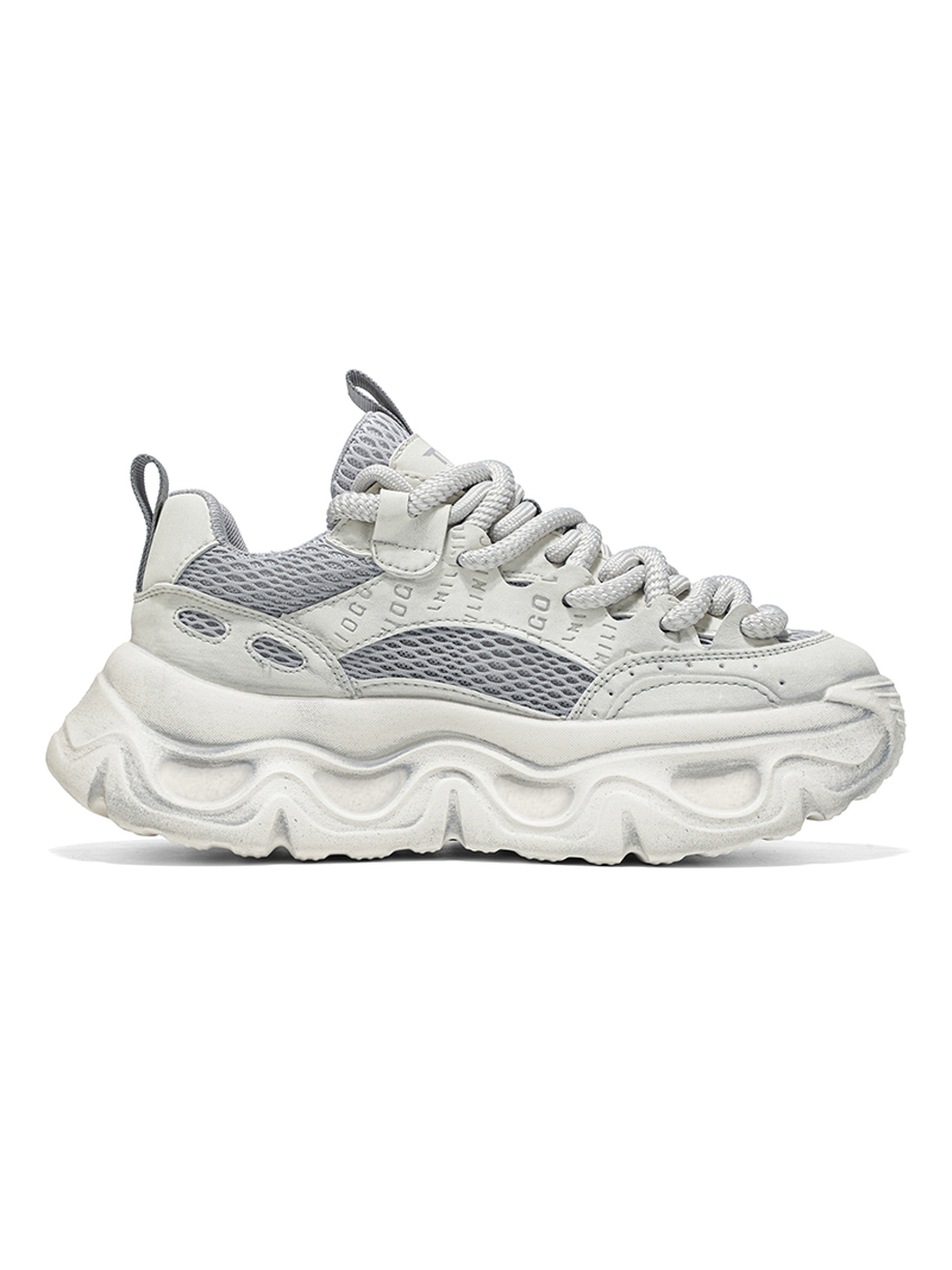 Mens Grey Breathable Chunky Sneakers