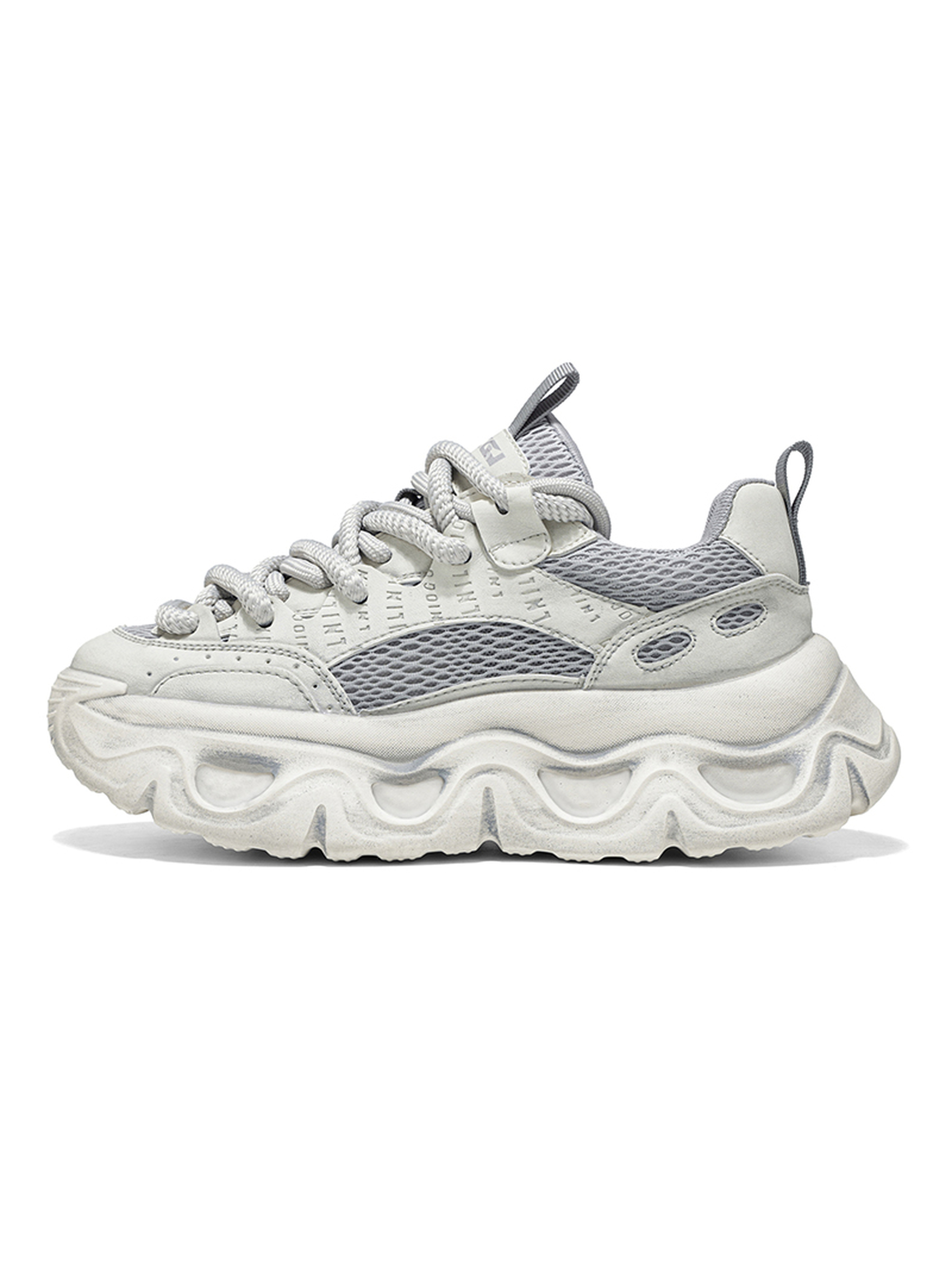 Mens Grey Breathable Chunky Sneakers