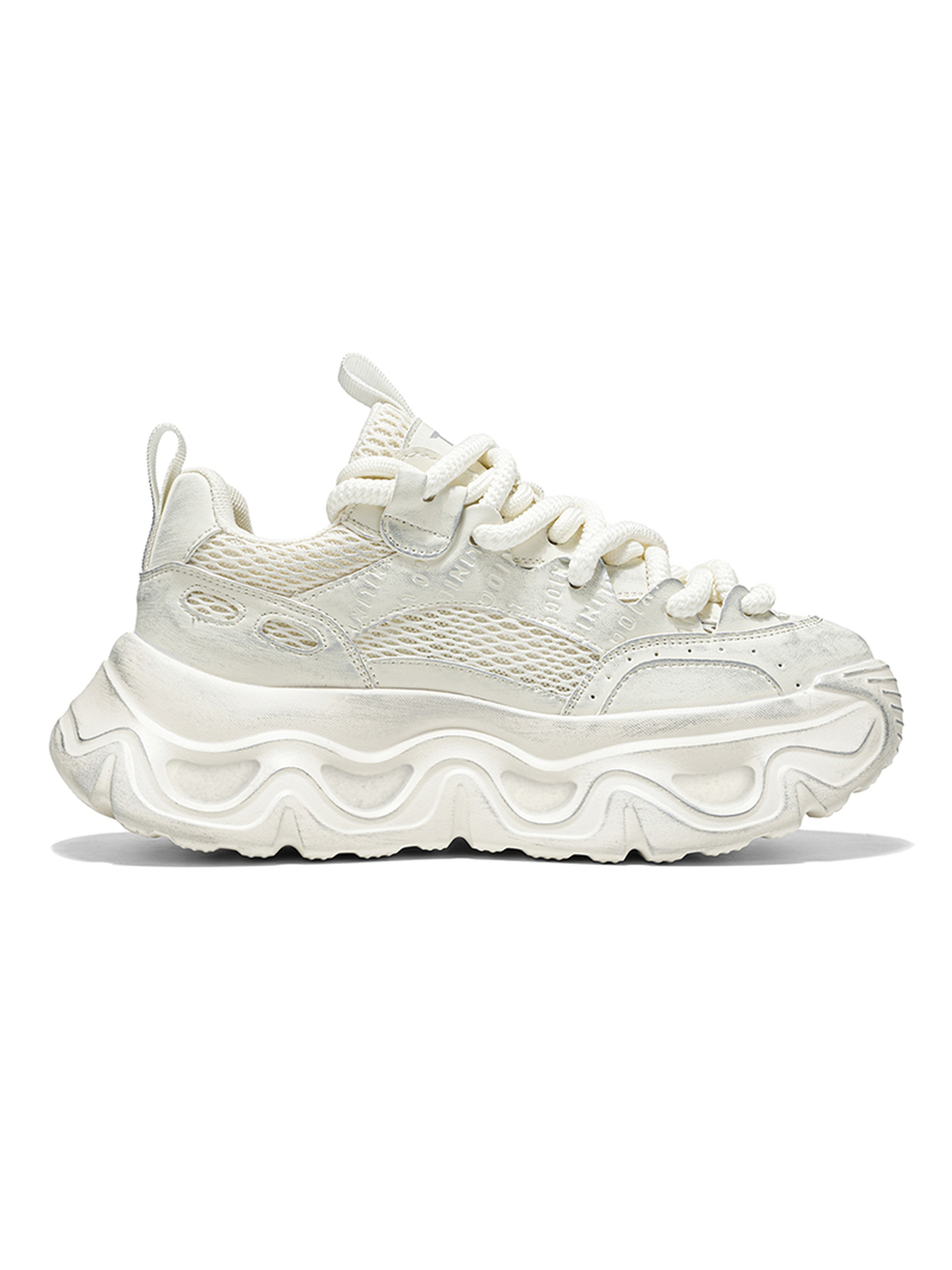 Off White Lace Up Chunky Sneakers
