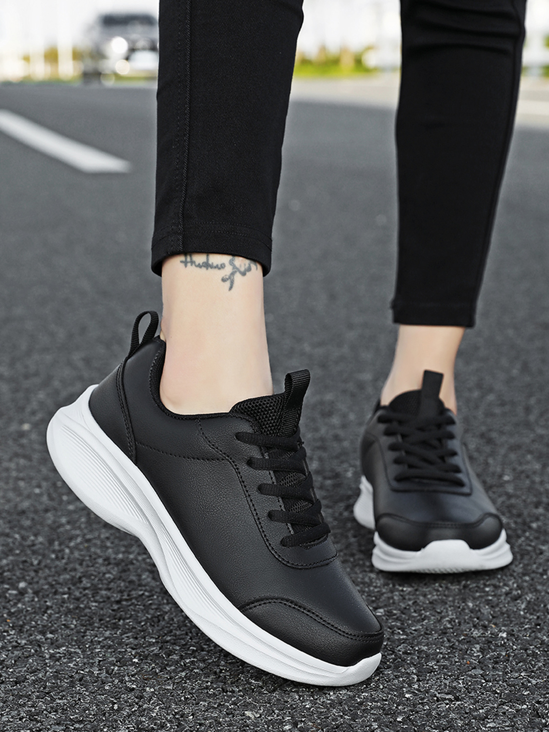 Mens Black Lace Up Sneakers