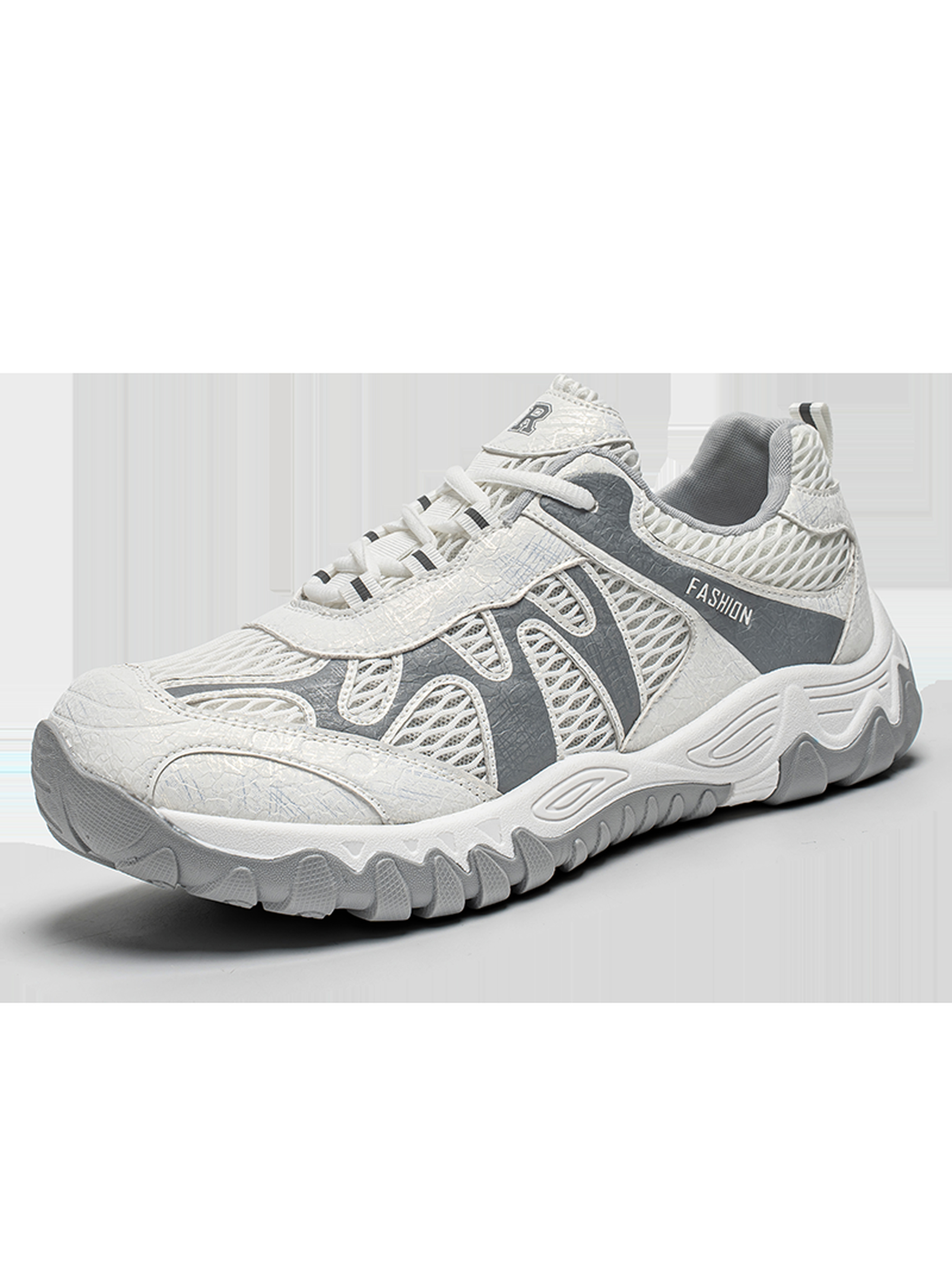 Mens White Mesh Breathable Sporty Sneakers