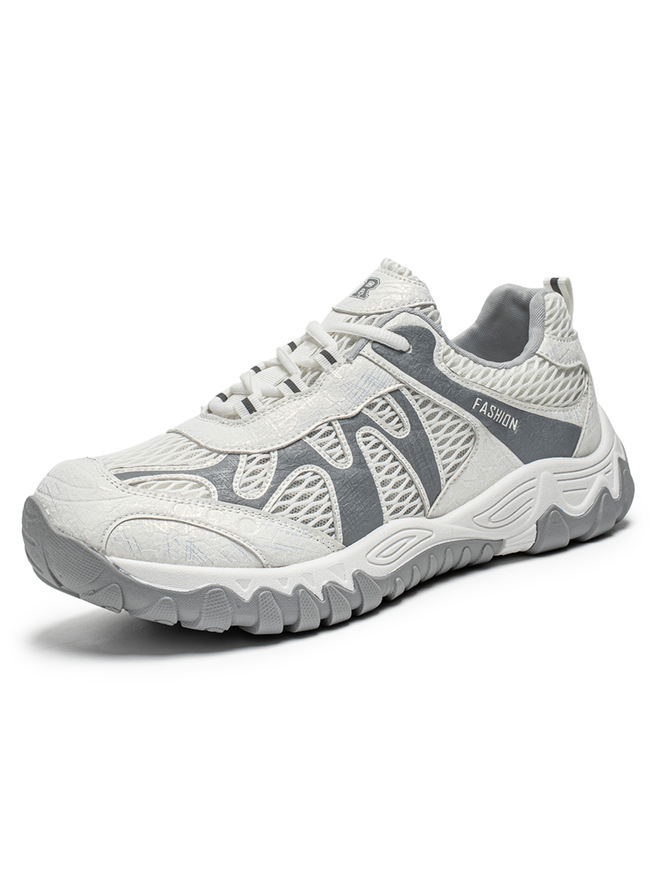 Mens White Mesh Breathable Sporty Sneakers