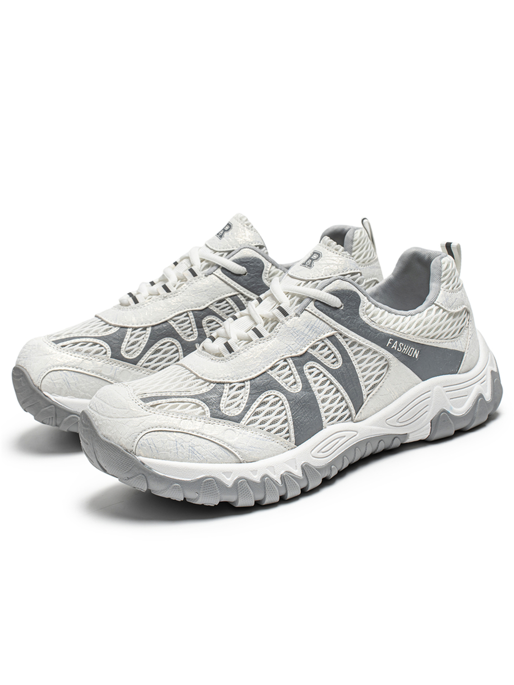 Mens White Mesh Breathable Sporty Sneakers