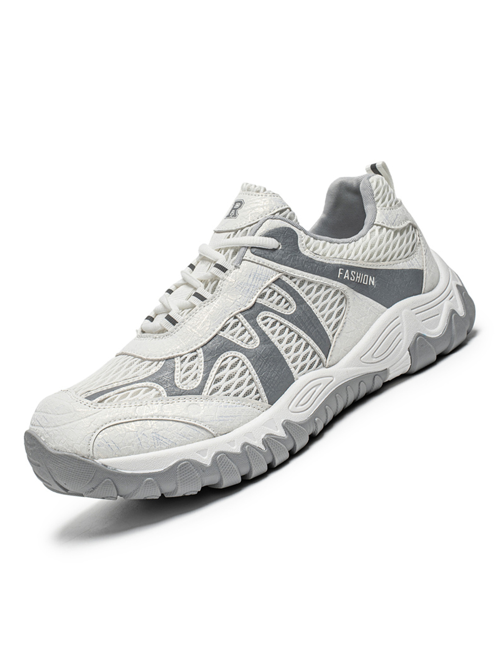Mens White Mesh Breathable Sporty Sneakers