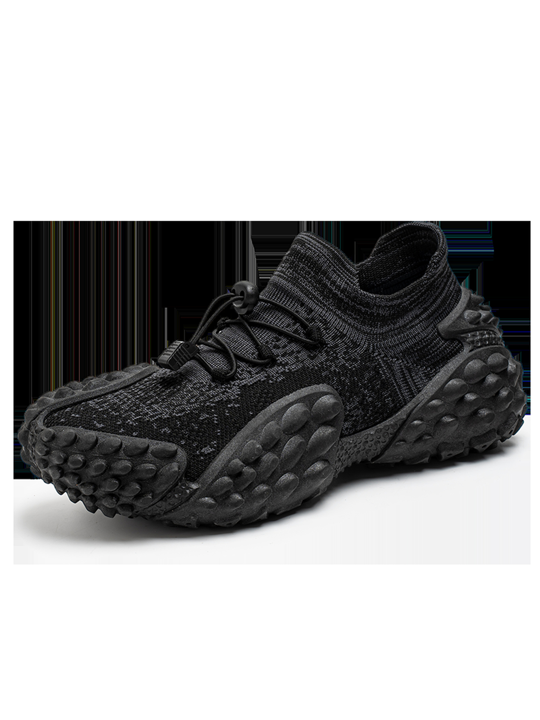 Black Toggle Lace Knit Sneakers