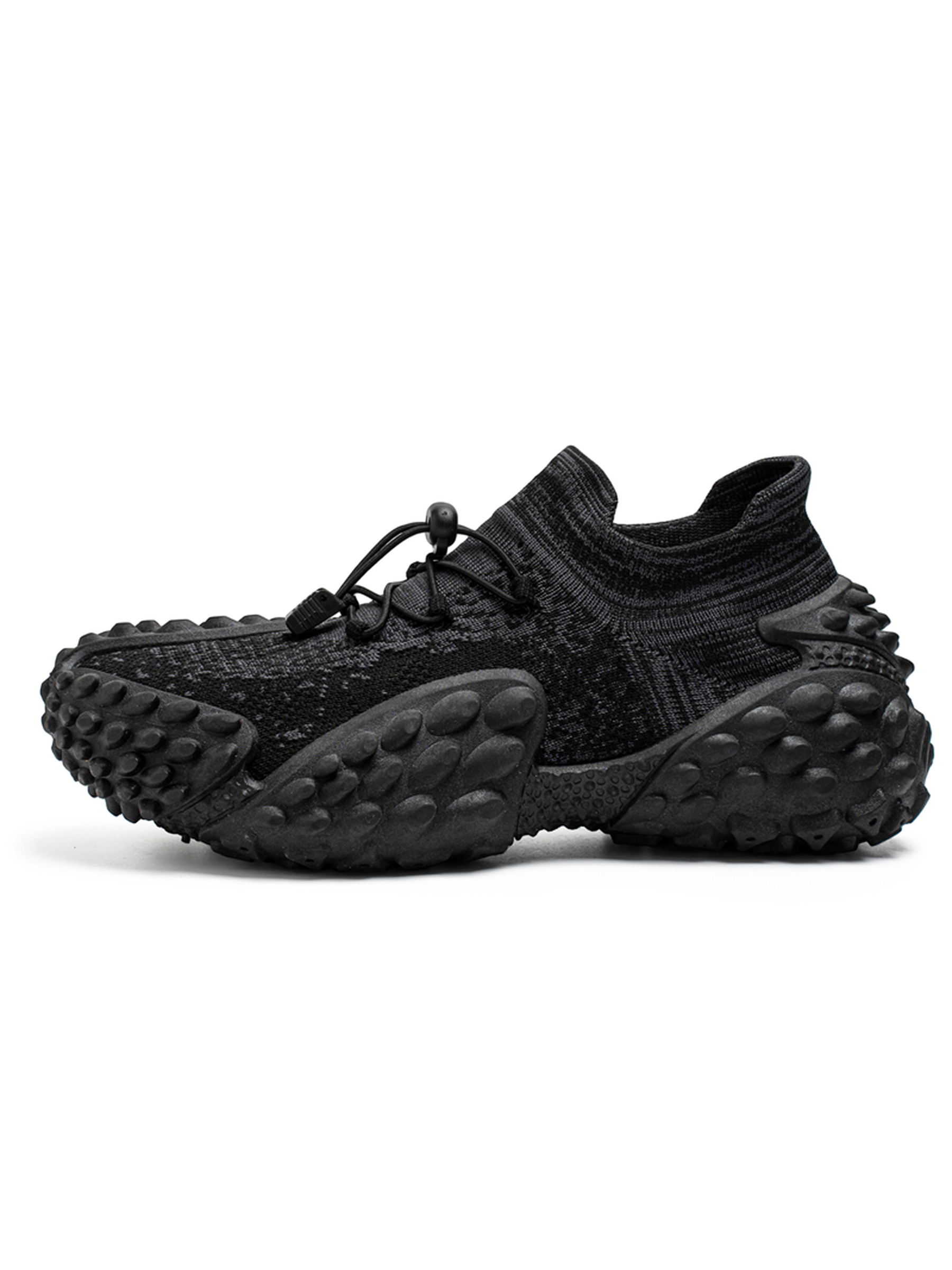 Black Toggle Lace Knit Sneakers