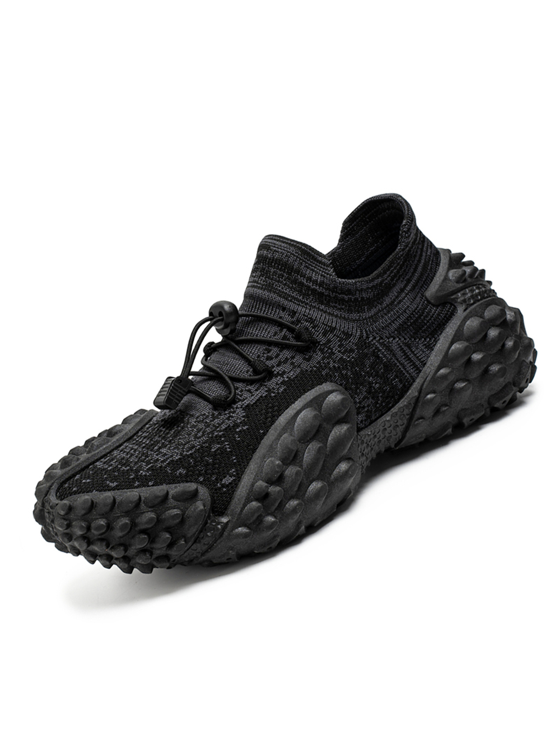 Black Toggle Lace Knit Sneakers