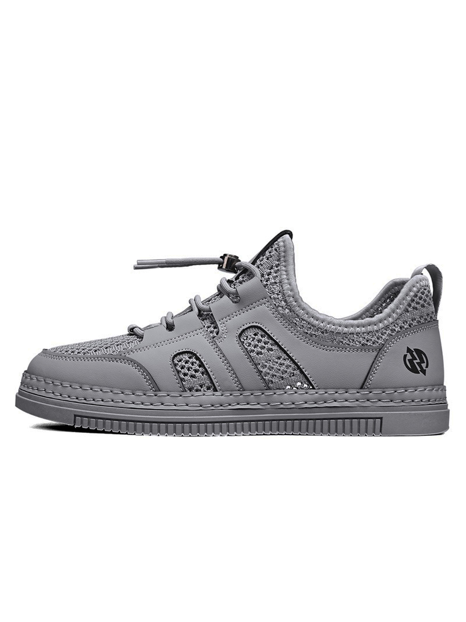 Mens Grey Breathable Sporty Sneakers