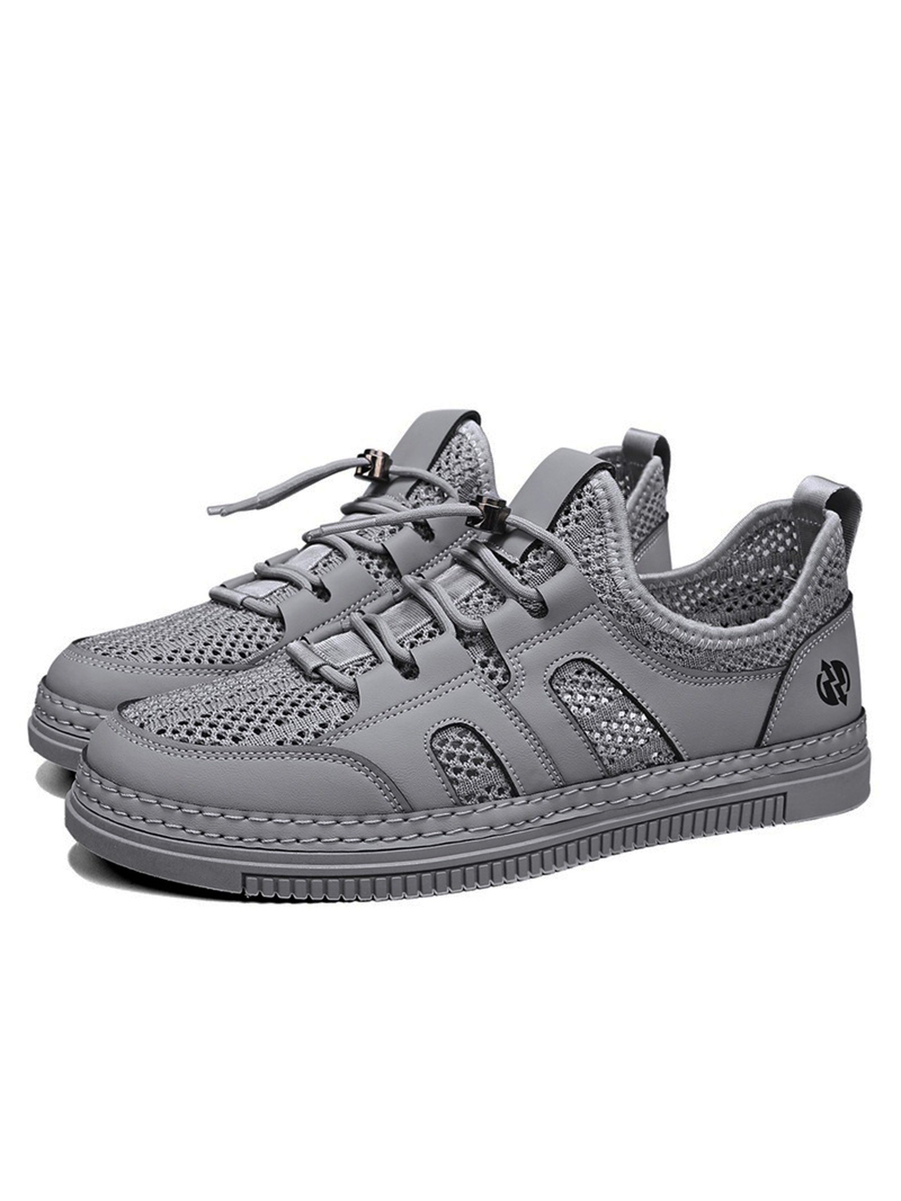 Mens Grey Breathable Sporty Sneakers