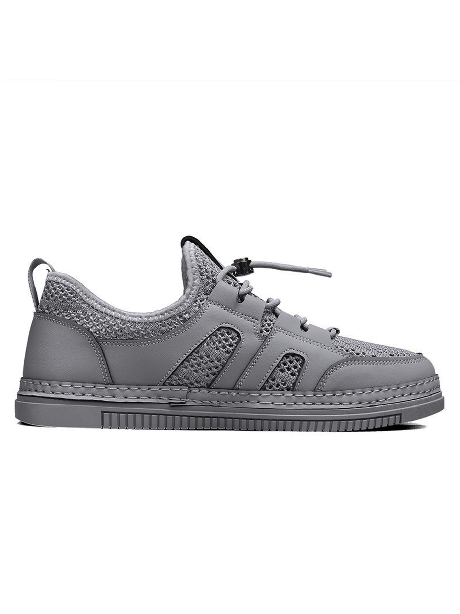 Mens Grey Breathable Sporty Sneakers