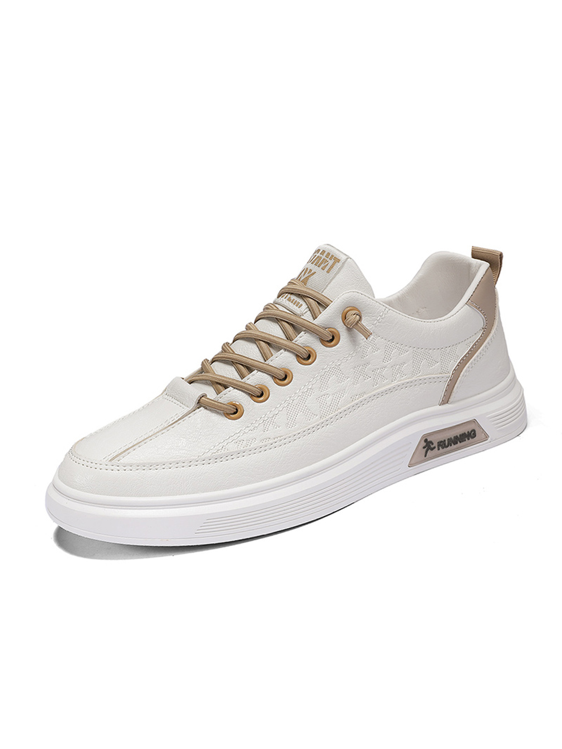 Khaki Lace-Up Sports Sneakers - Lightweight and Breathable Casual Shoes