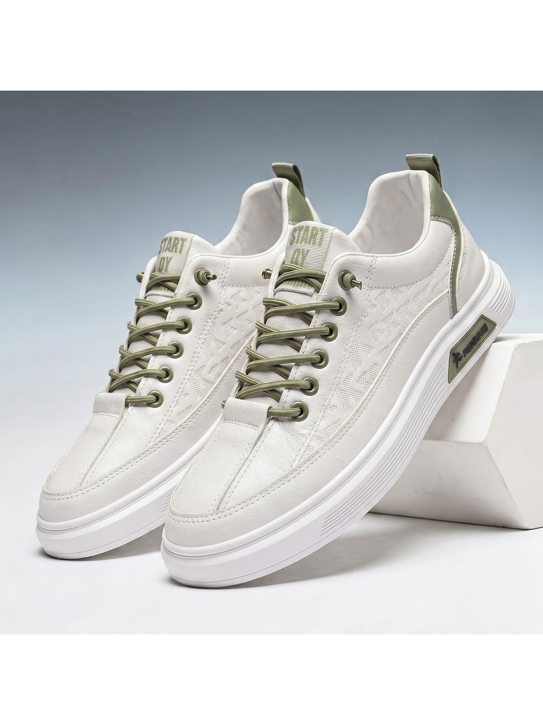 Mens White Lightweight Lace Up Sneakers