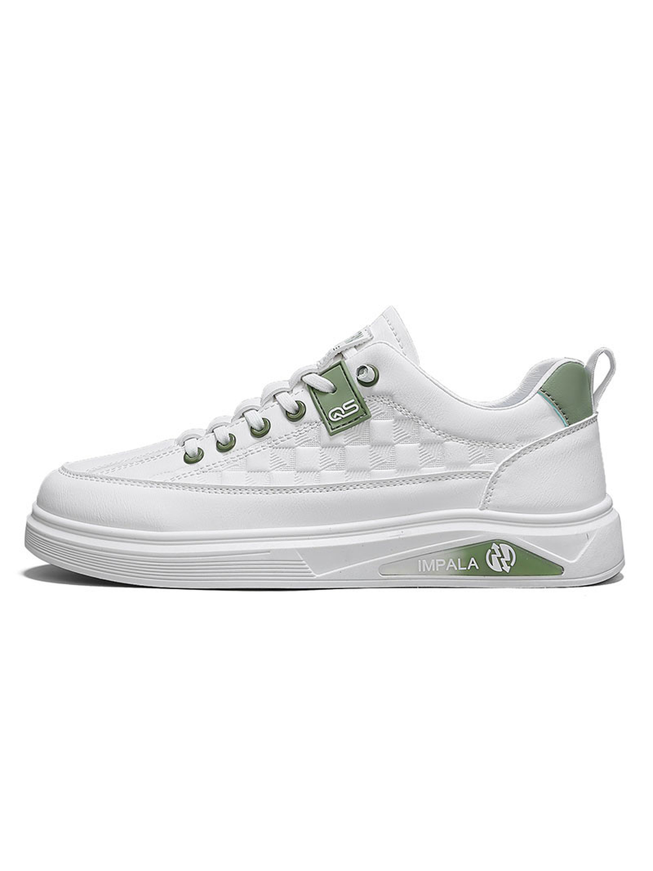 Mens White Lace Up Casual Sneakers