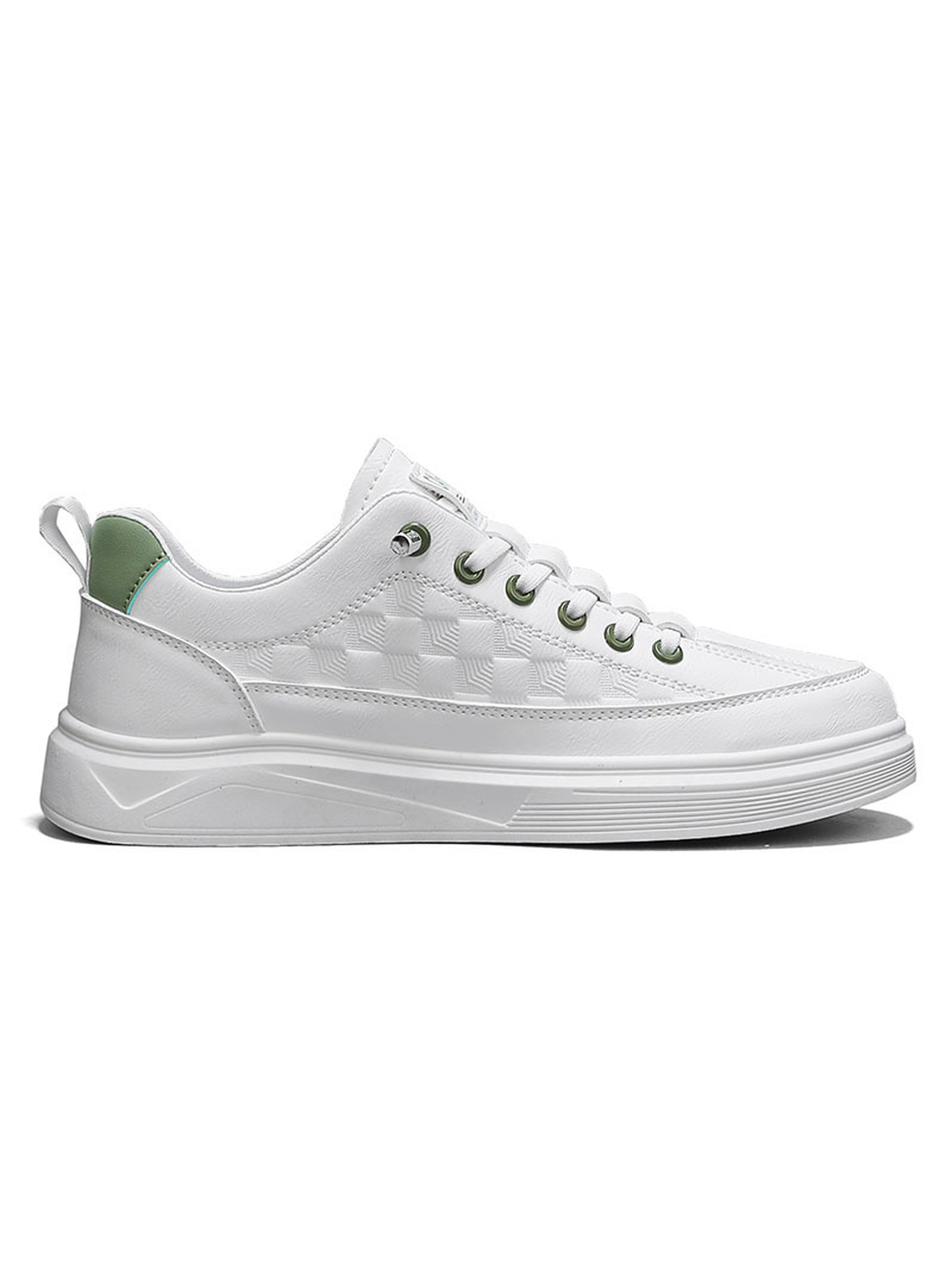 Mens White Lace Up Casual Sneakers