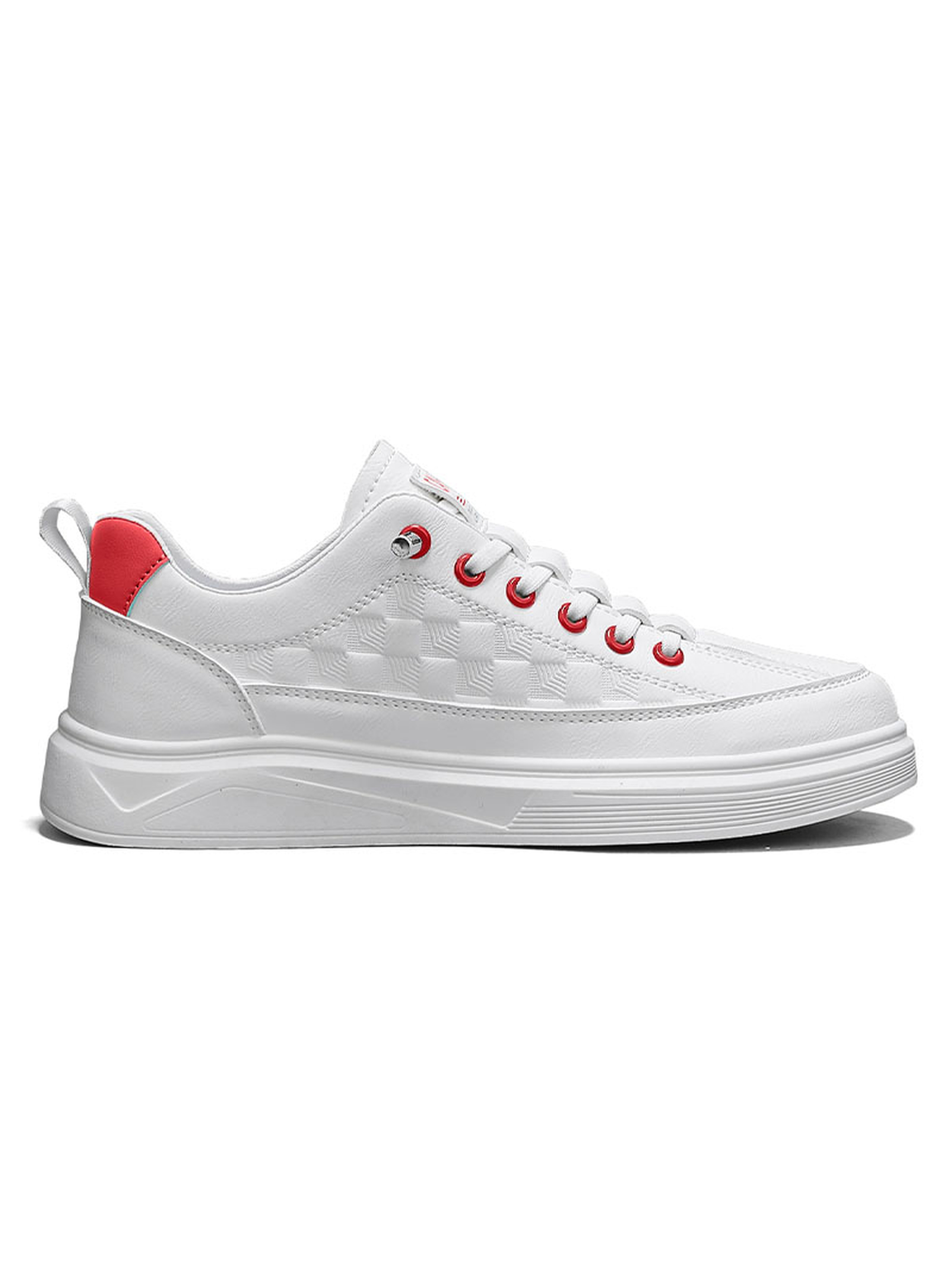 Mens White Lace Design Casual Sneakers