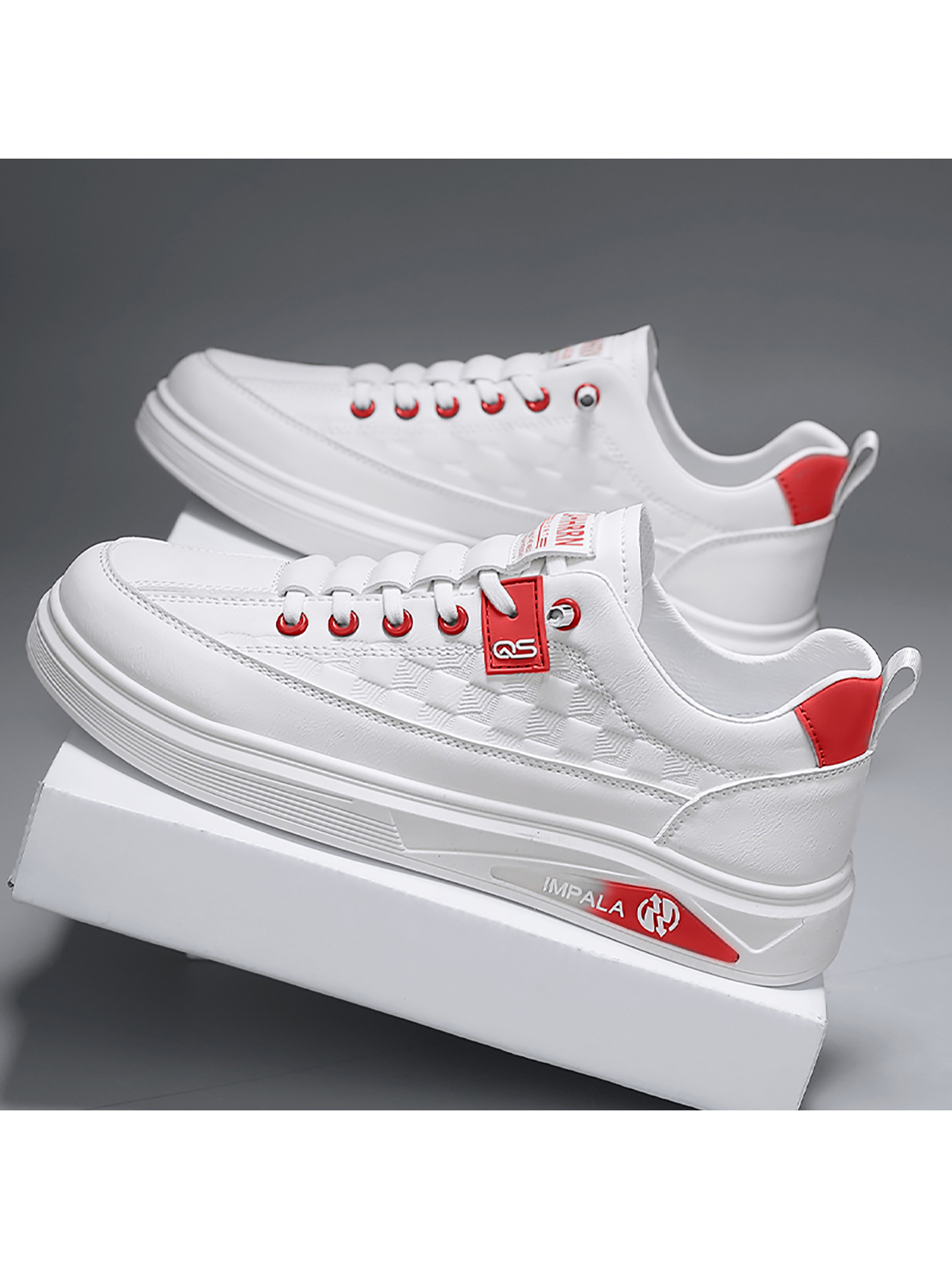 Mens White Lace Design Casual Sneakers