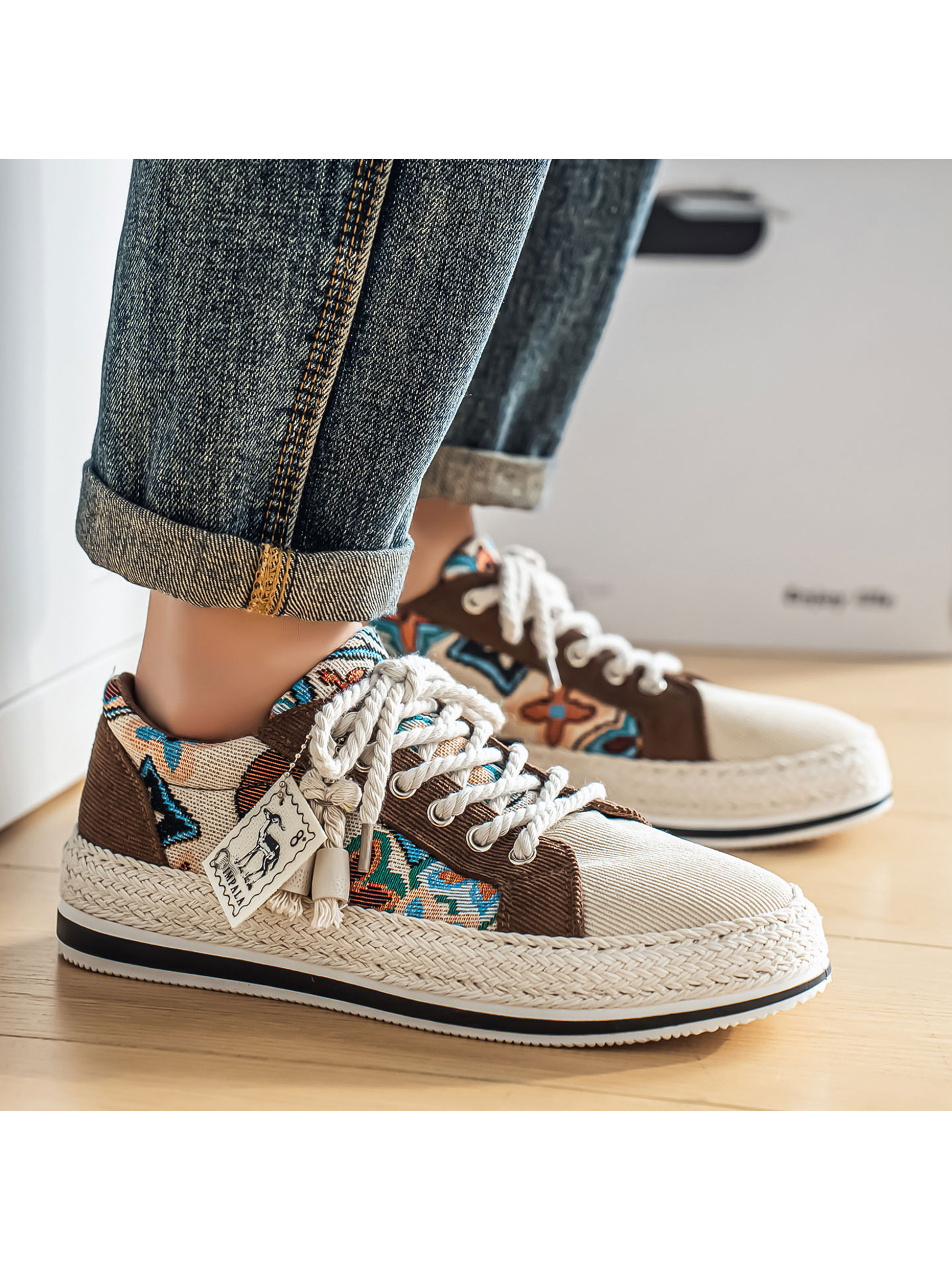 Mens Patterned Espadrille Sneakers