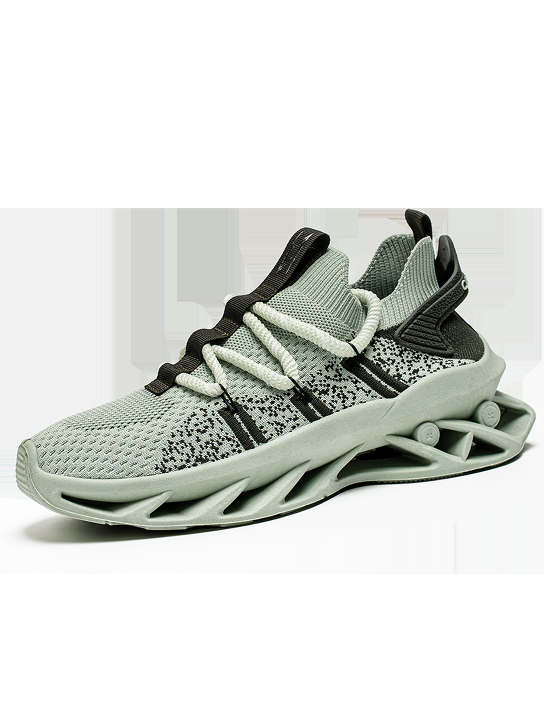 Mens Agile Green Knit Sneakers