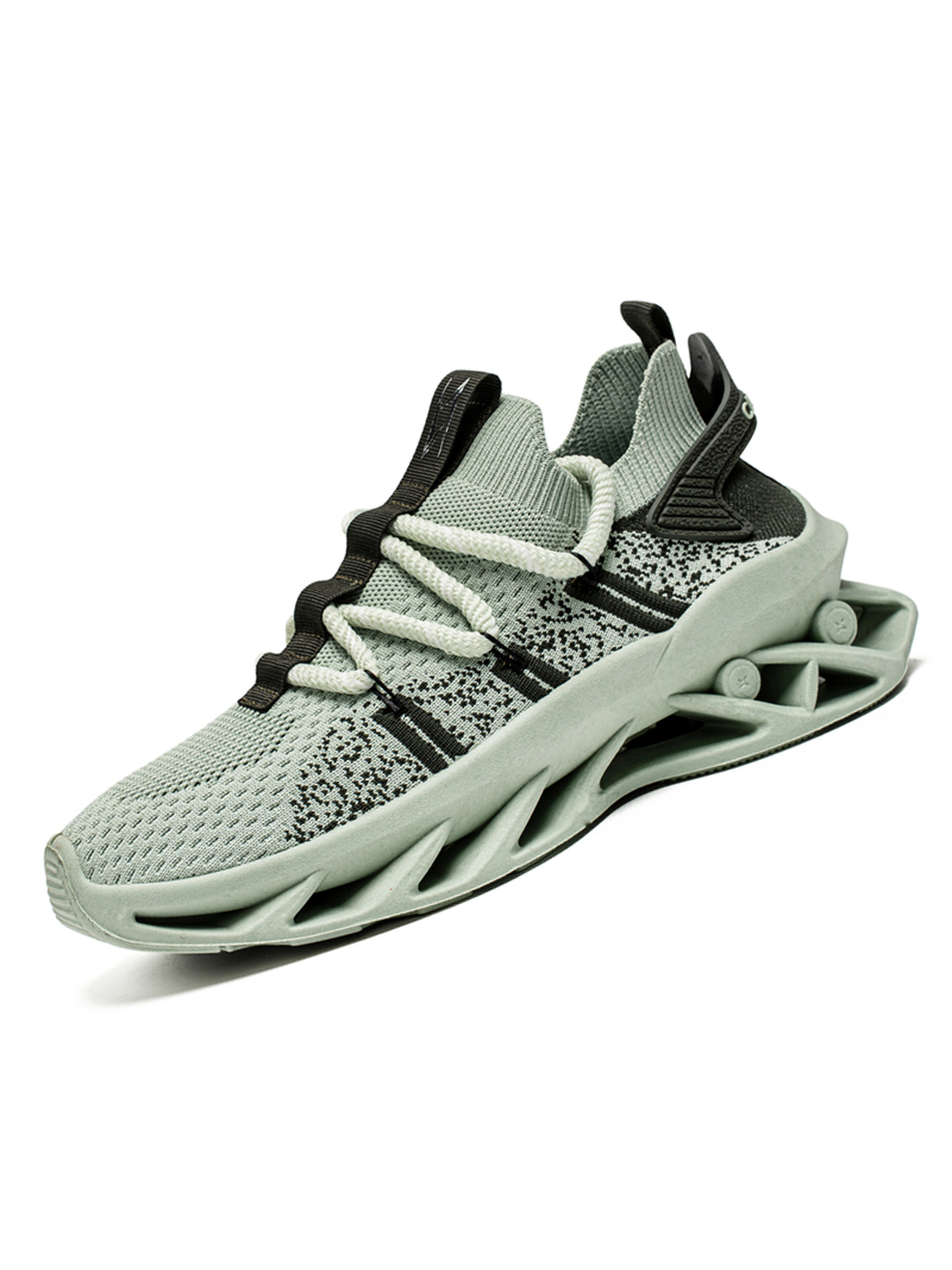 Mens Agile Green Knit Sneakers