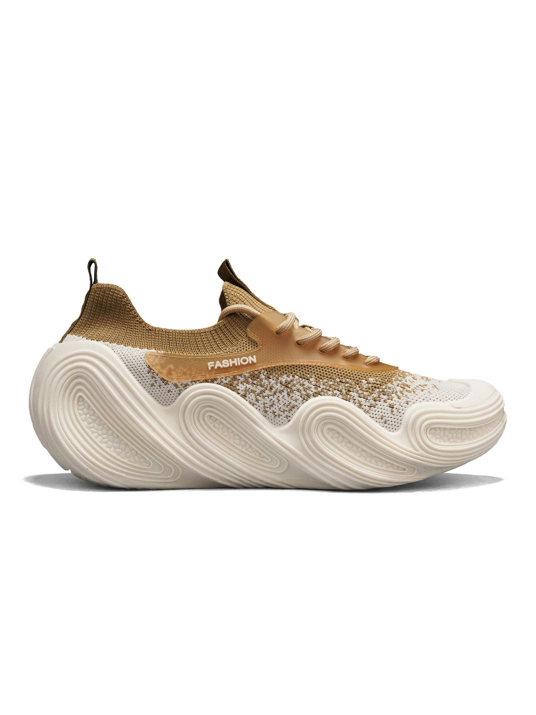 Beige Chunky Sole Knit Sneakers