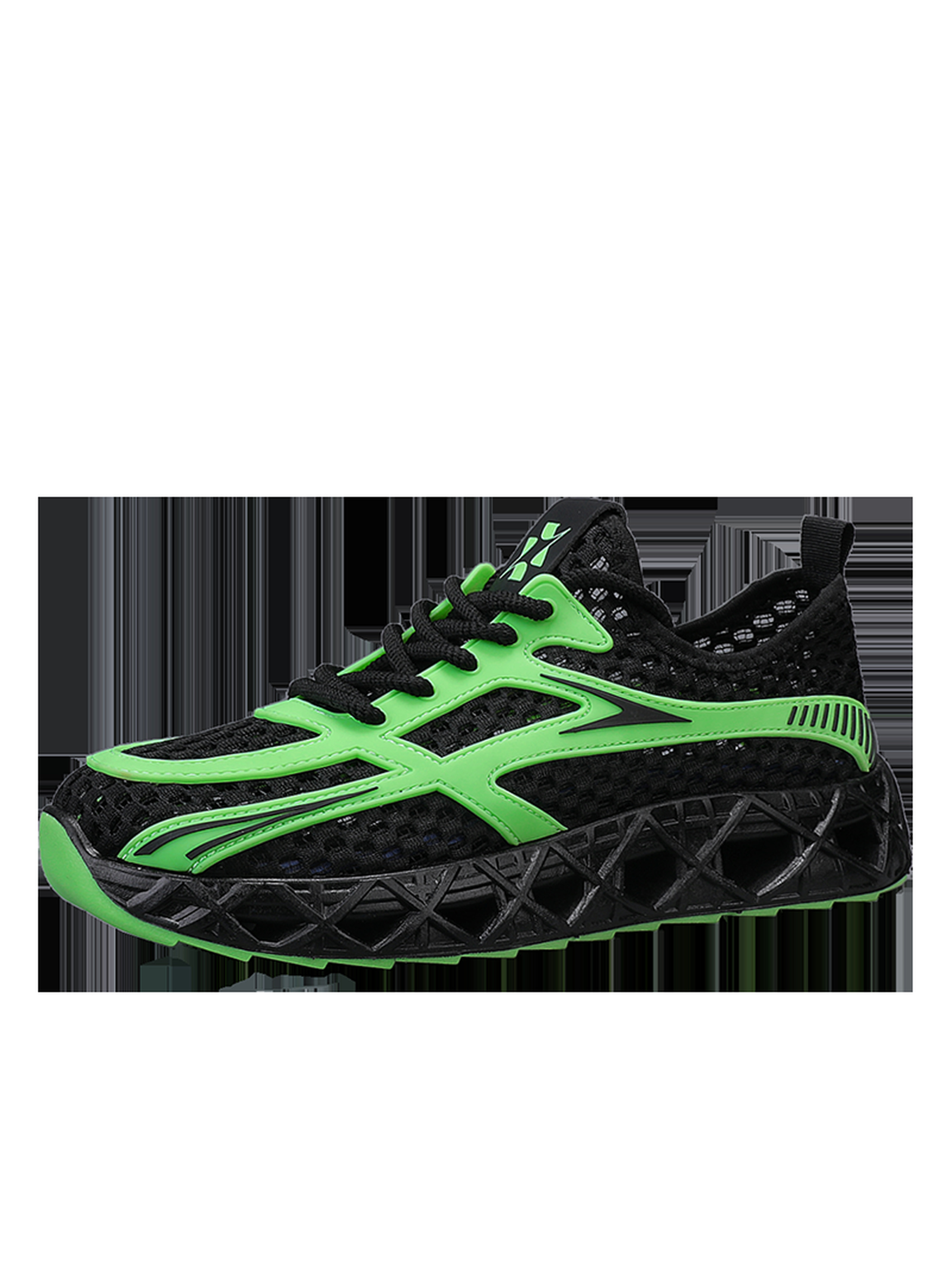 Mens Dynamic Green and Black Sporty Sneakers