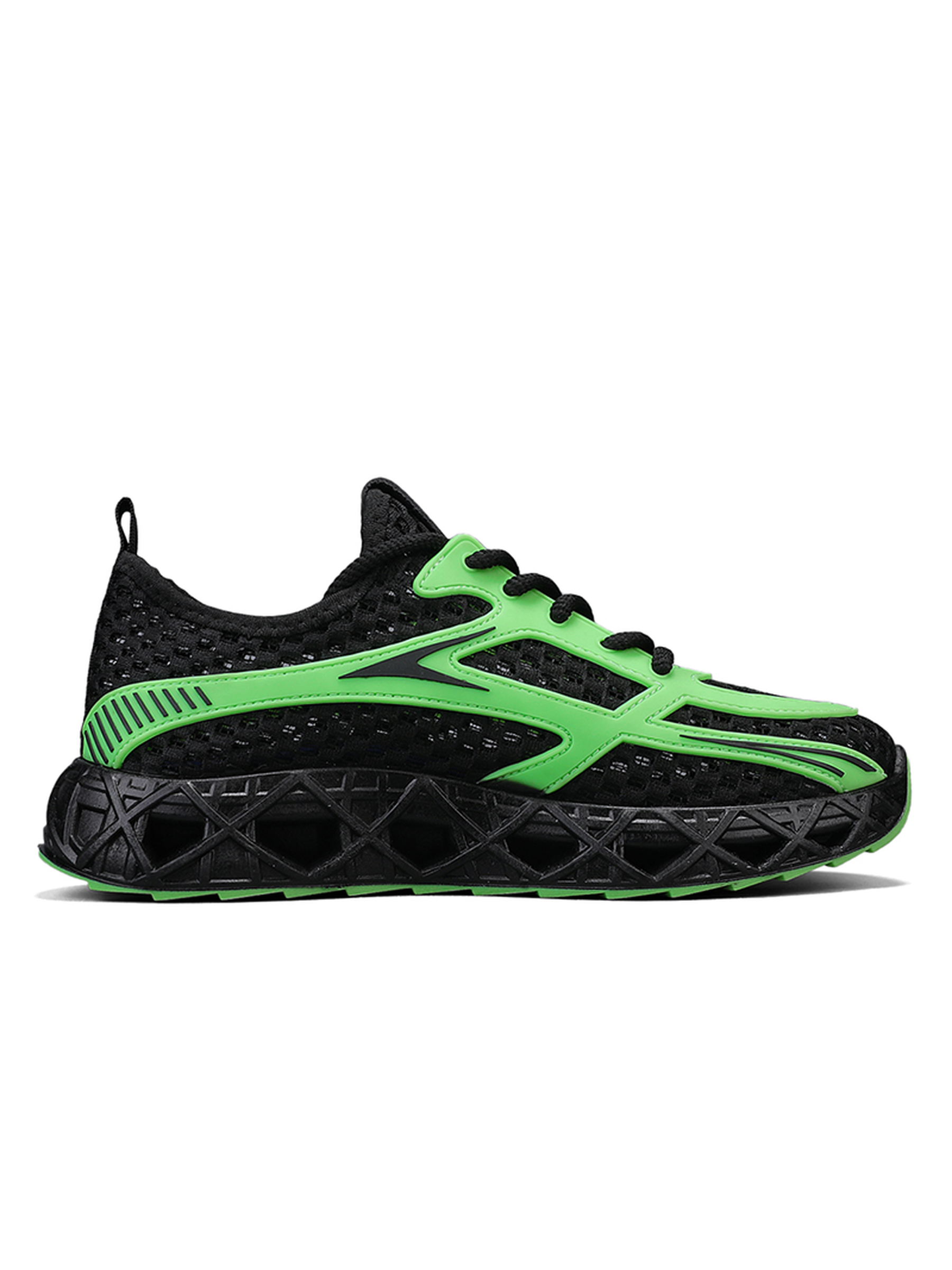 Mens Dynamic Green and Black Sporty Sneakers