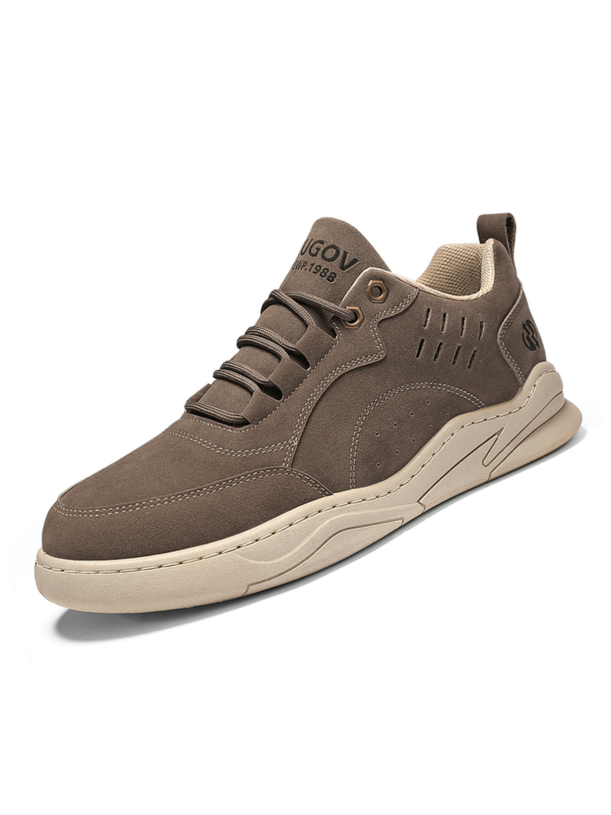 Khaki Casual Sports Sneakers - Lightweight and Breathable Lace-Up