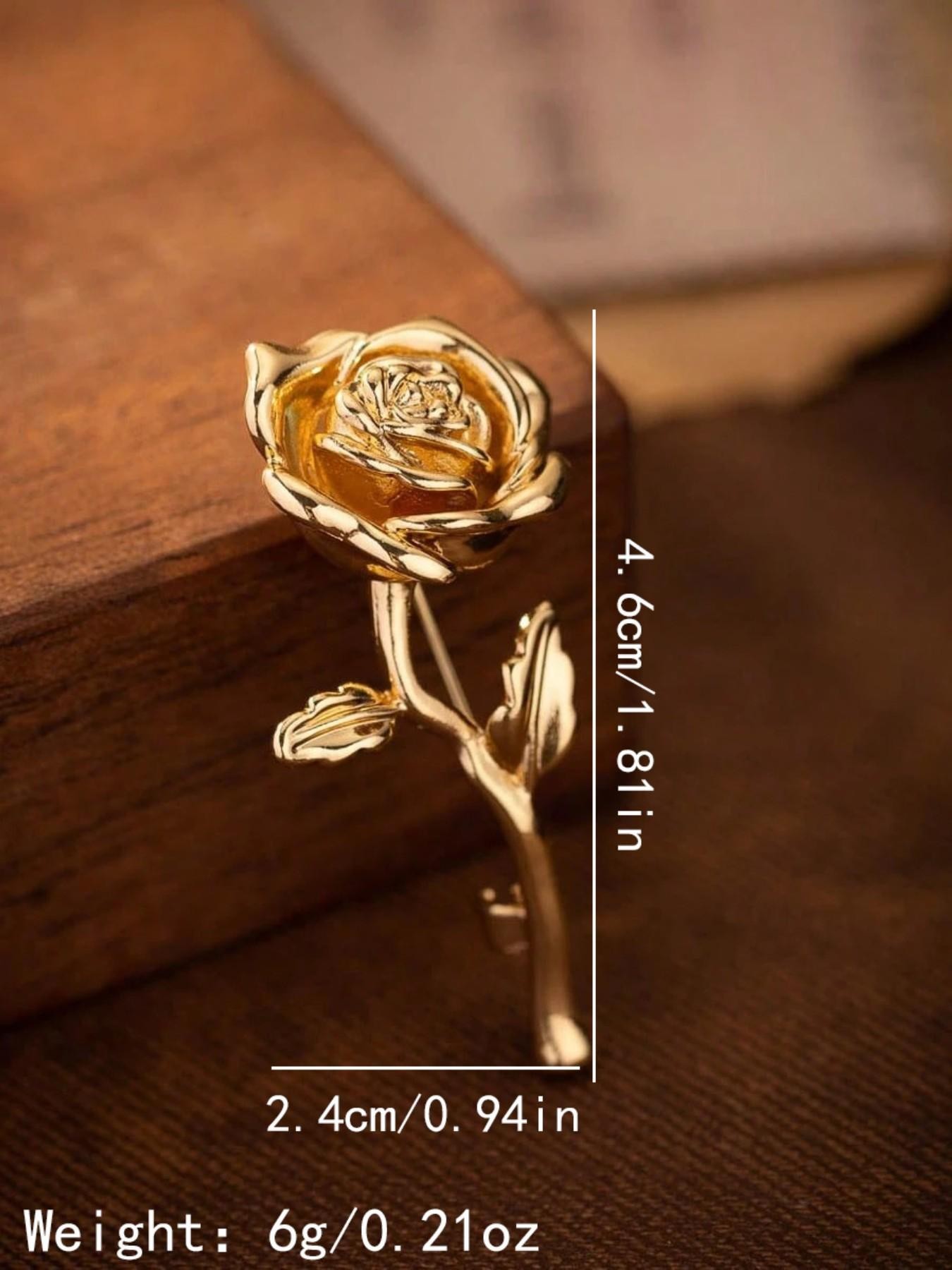 Elegant Gold Rose Brooch Pin - Classic Floral Lapel Accent for Women