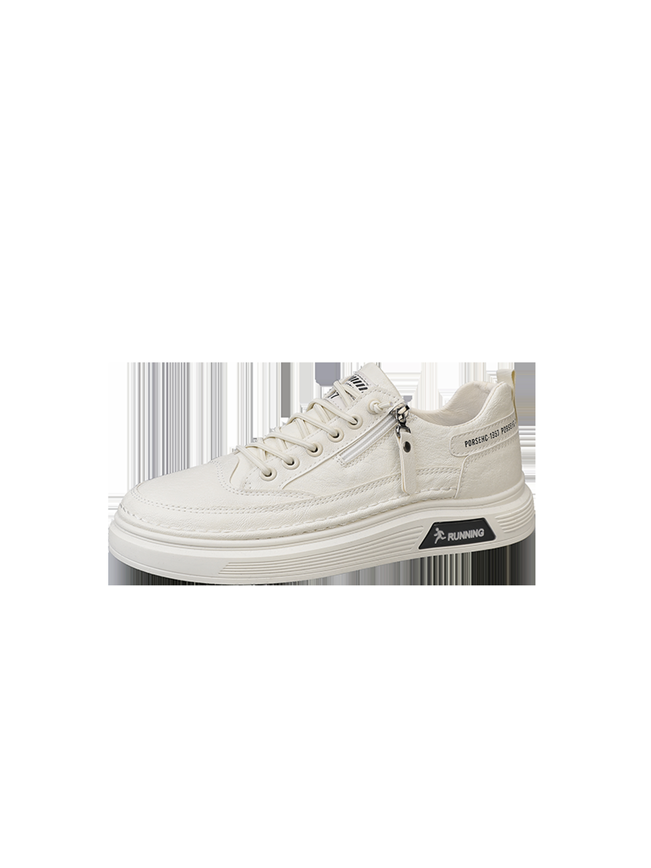 Off White Casual Sneakers with Zipper Detail