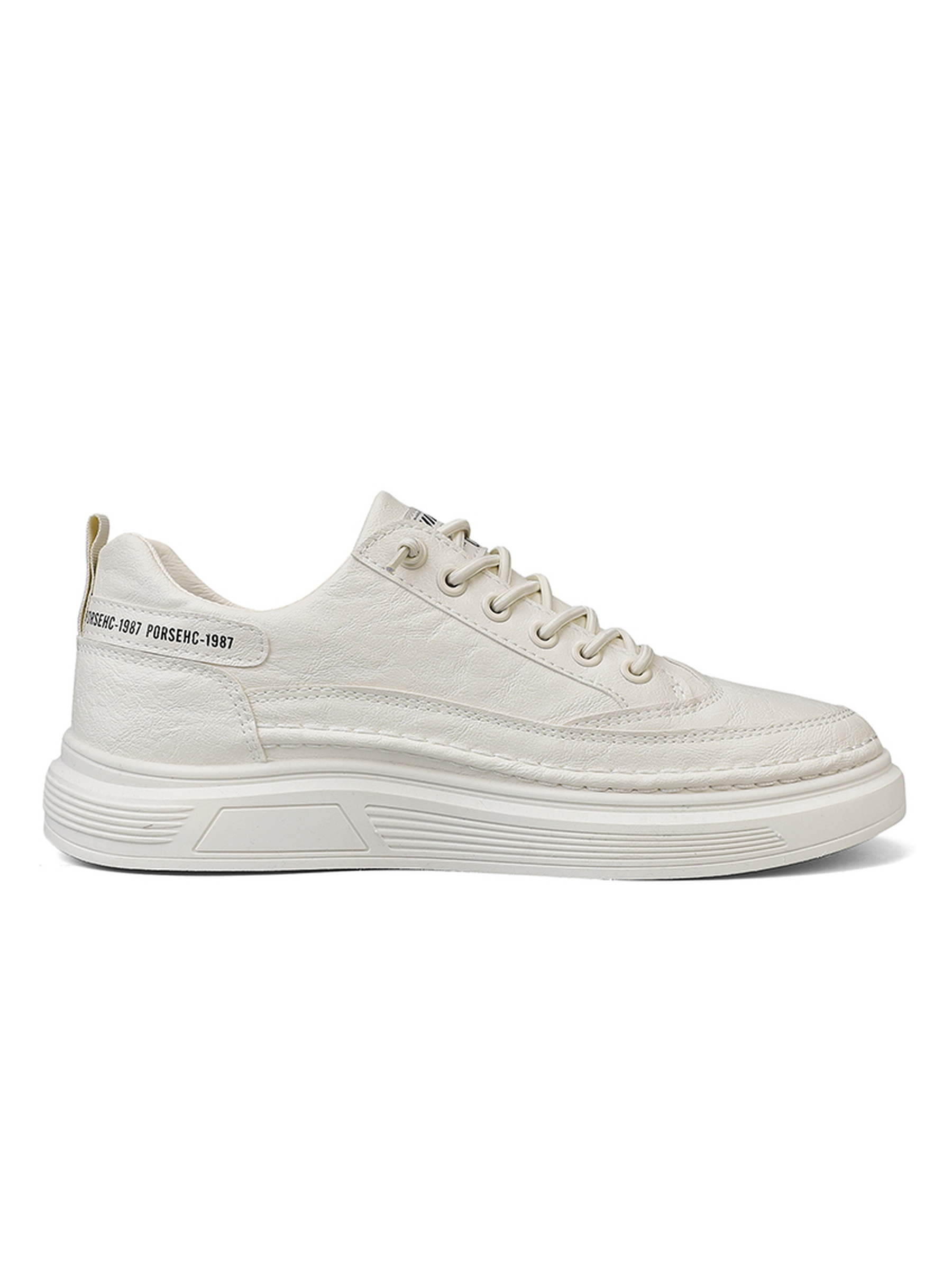 Off White Casual Sneakers with Zipper Detail