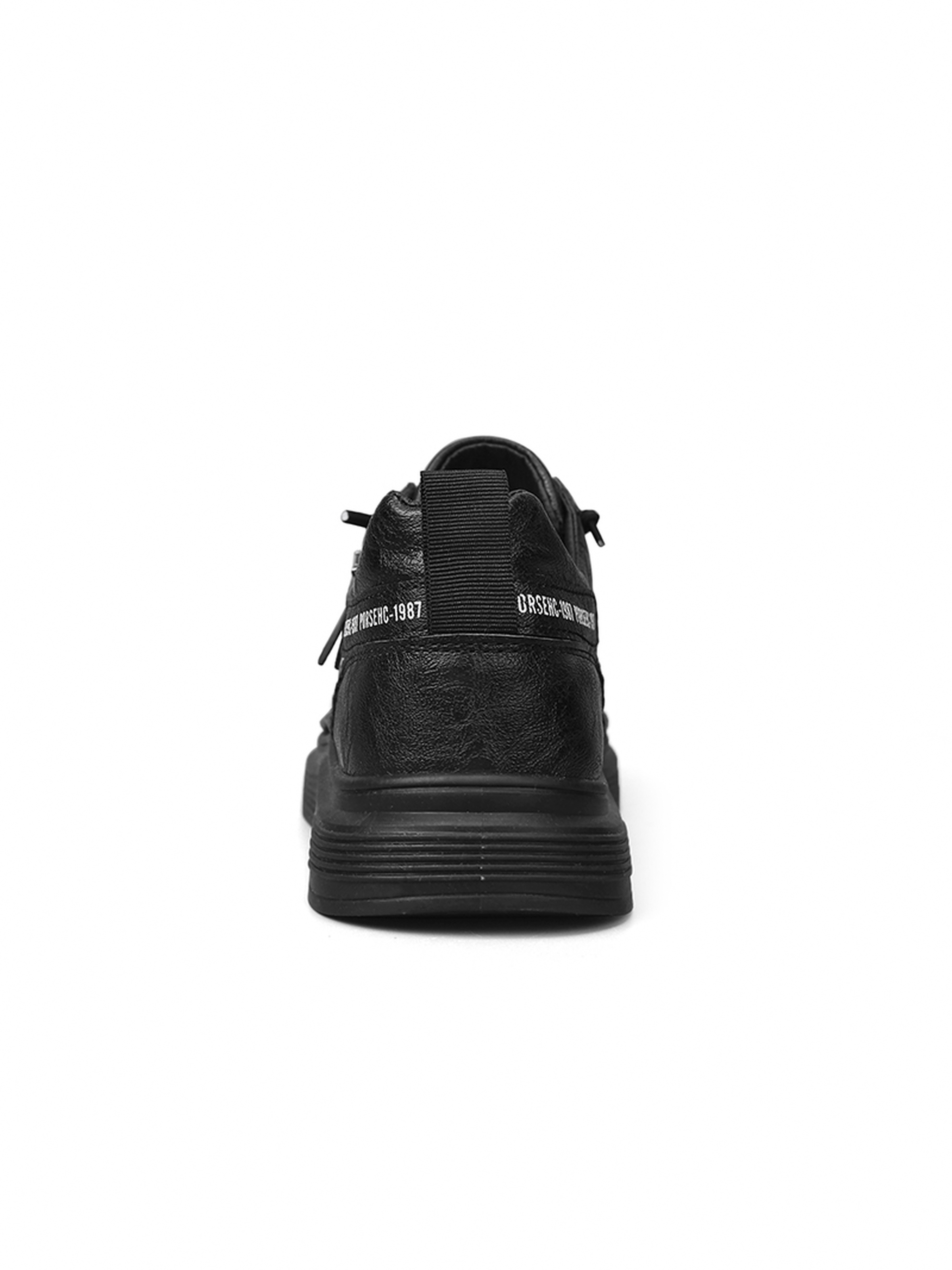 Black Lace-Up Casual Sneakers with Zipper Detail