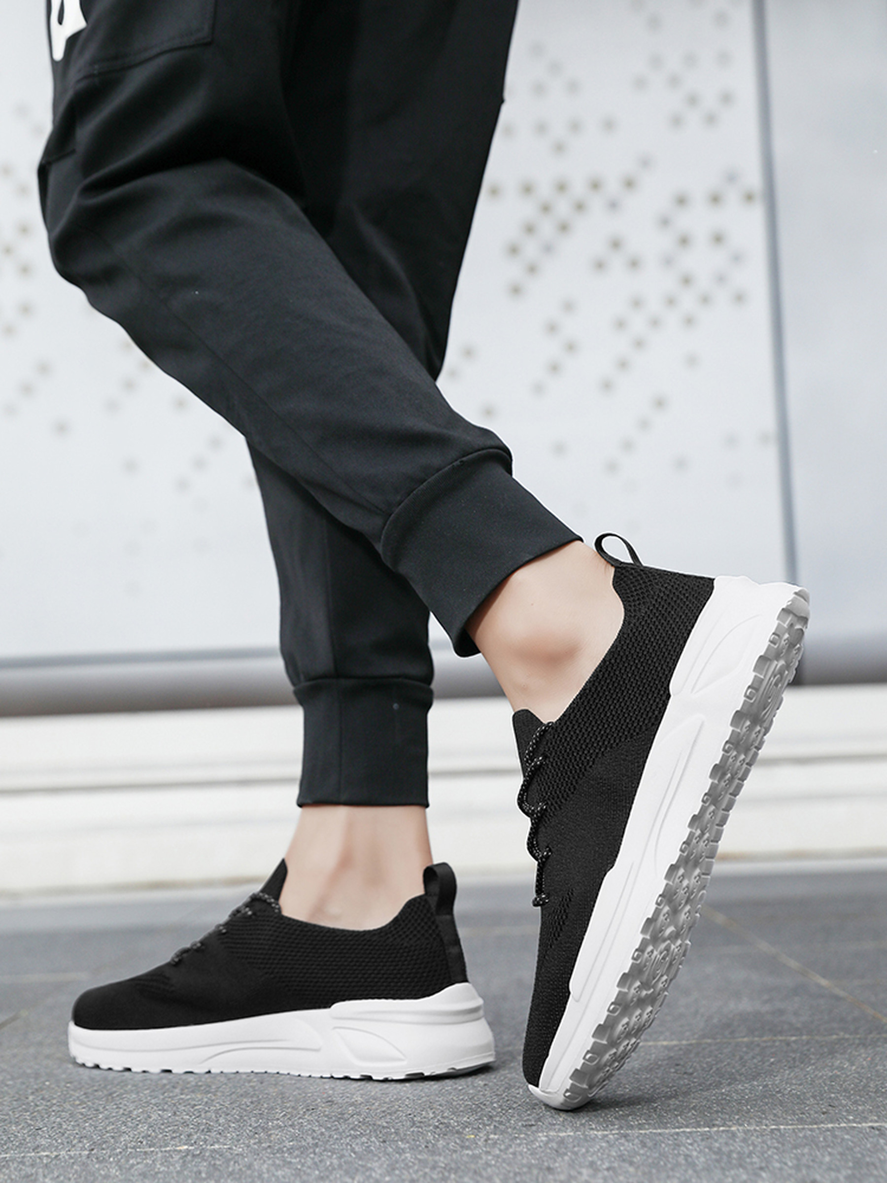 Black Lightweight Knit Sneakers